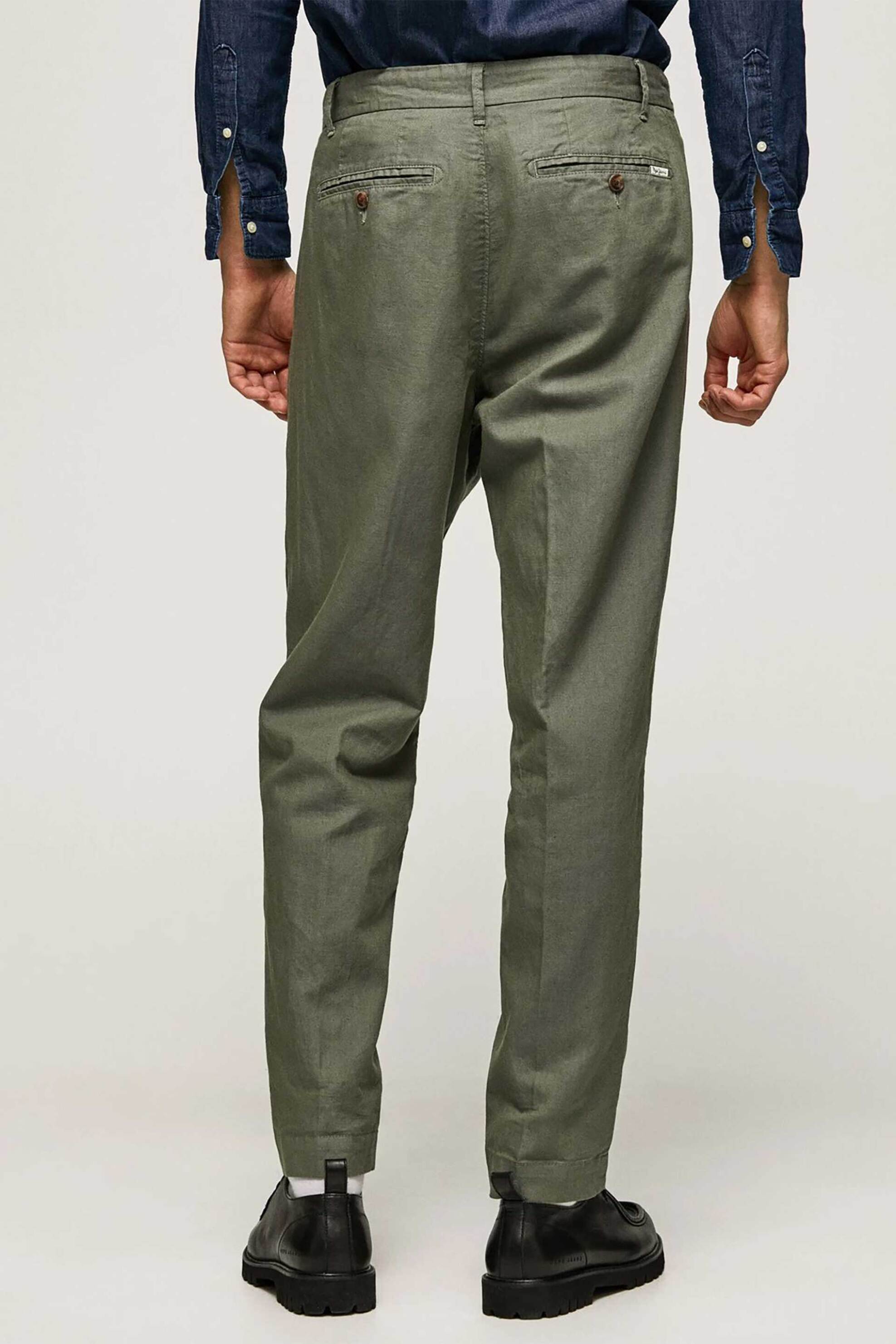 Pepe Jeans Ανδρικό Chino Παντελόνι με Λινό Μονόχρωμο Τσέπες Arrow - Pm2114820 Χακί