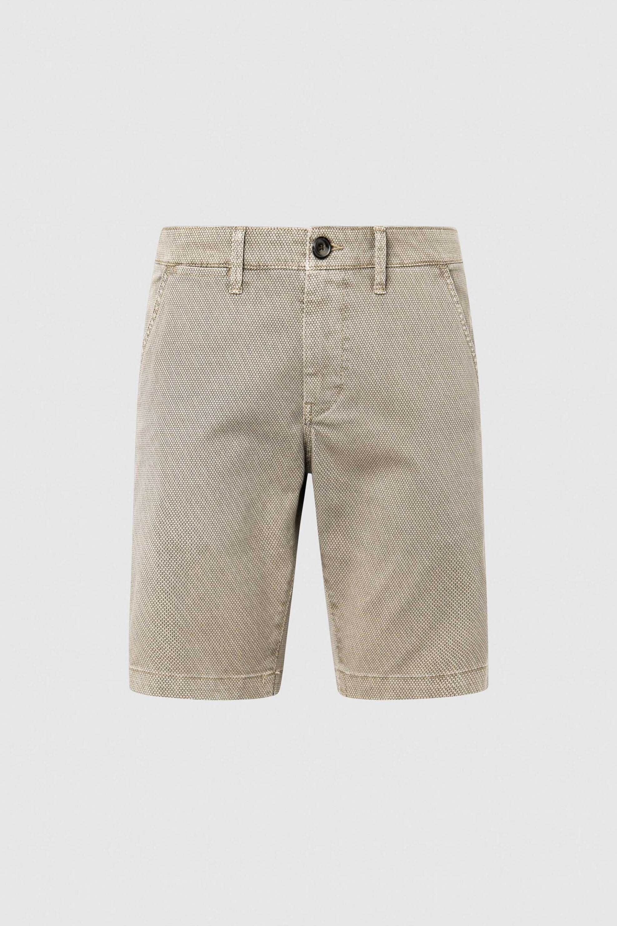 Pepe Jeans Ανδρική Chino Βαμβακερή Βερμούδα Μονόχρωμη με Logo Patch Πίσω Charly - Pm800936Yf8 Μπεζ