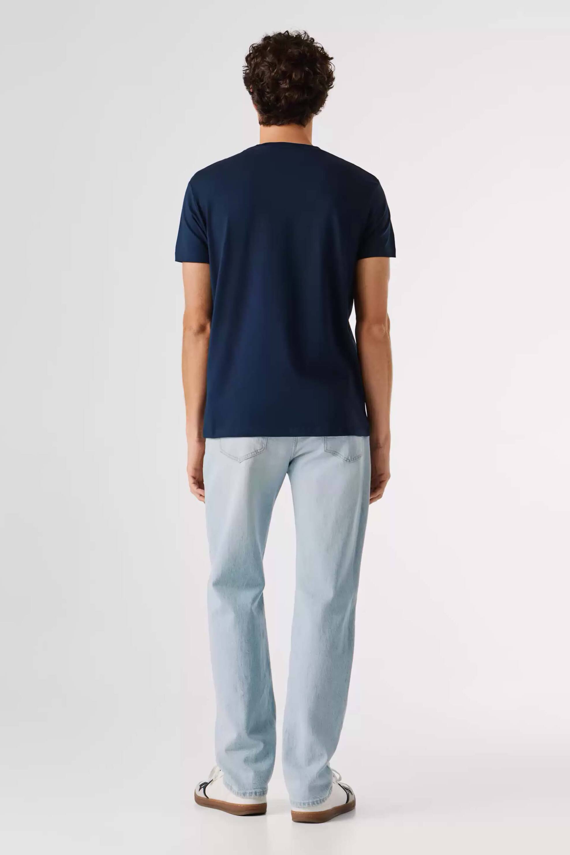 Pepe Jeans Ανδρικό T-Shirt Μονόχρωμο με Logo Print Nos - Pm508210 Μπλε Σκούρο