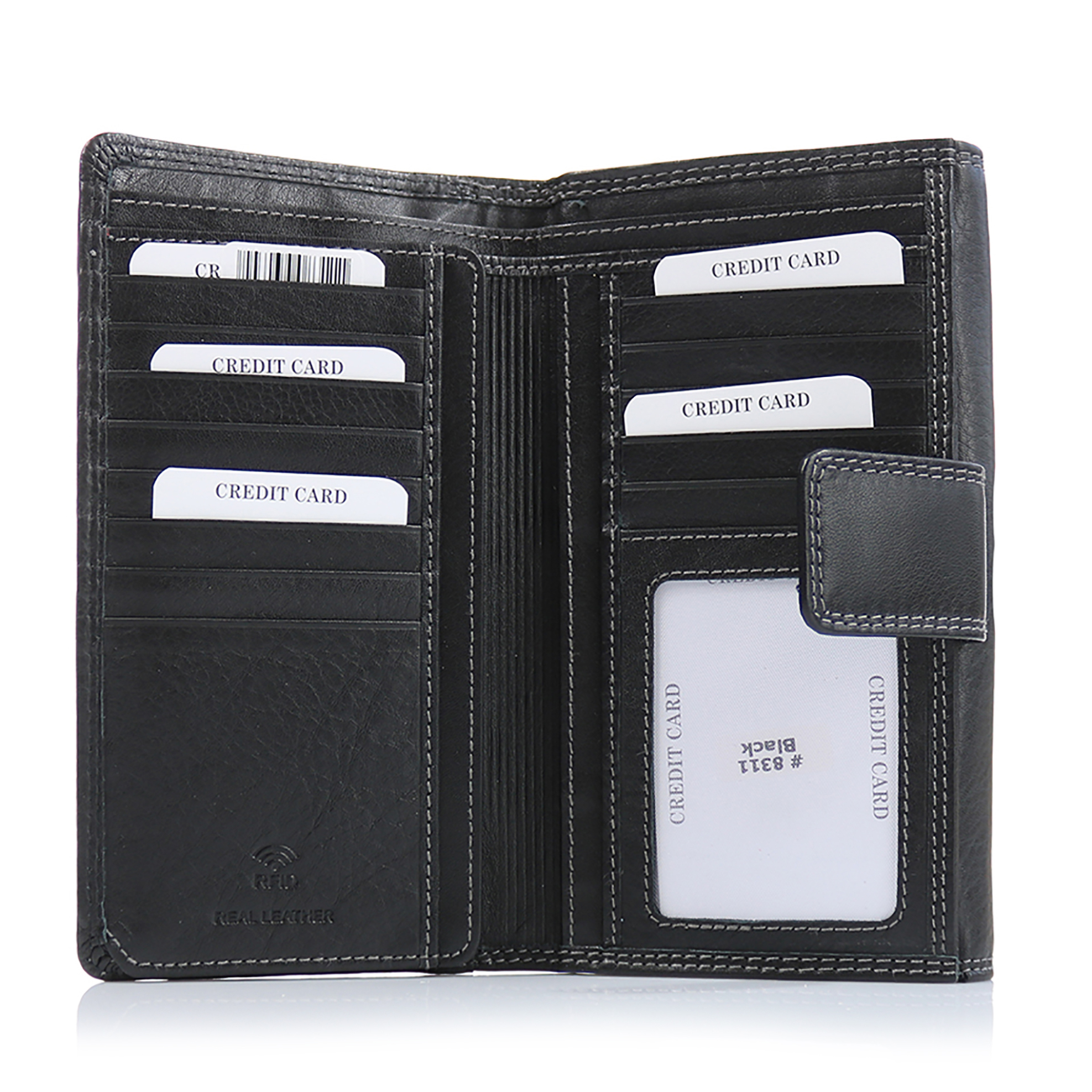 Armonto γυναικείο δερμάτινο πορτοφόλι με ανάγλυφο lettering - 08311- Μαύρο φωτογραφία