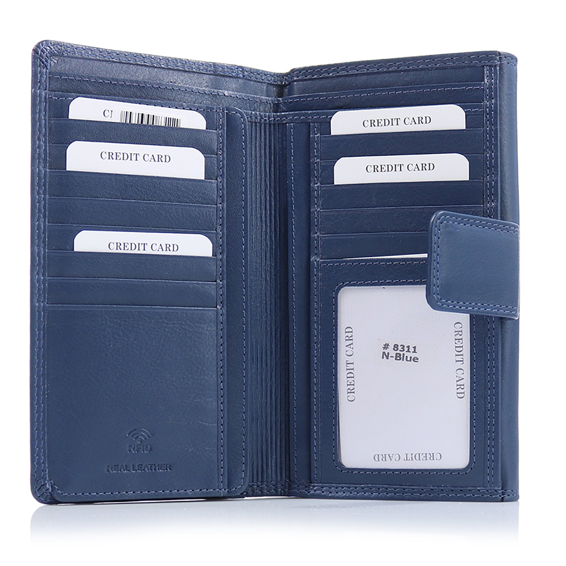 Armonto γυναικείο δερμάτινο πορτοφόλι με ανάγλυφο lettering - 08311- Μπλε φωτογραφία