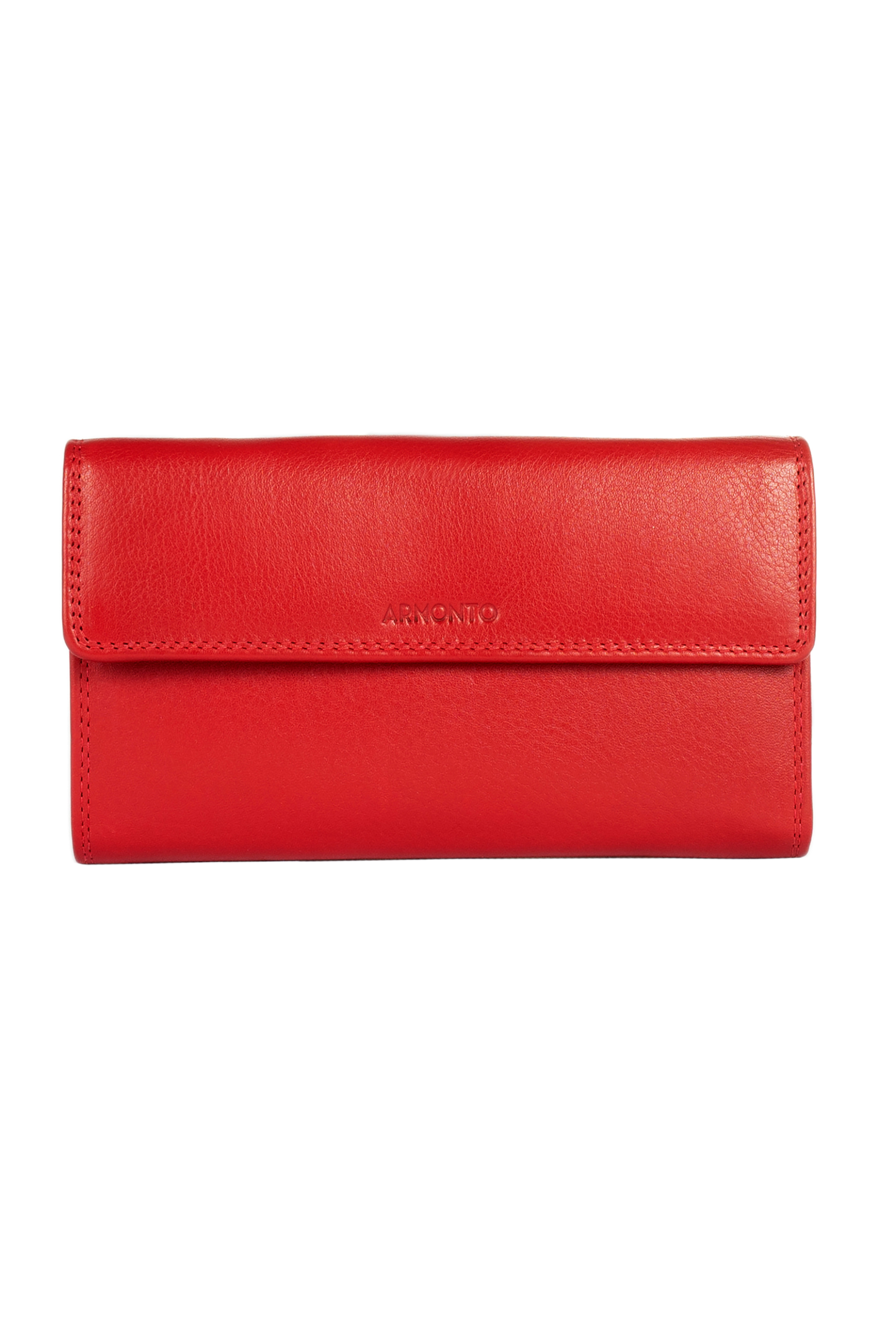 ARMONTO Armonto γυναικείο δερμάτινο πορτοφόλι με ανάγλυφο lettering - 08311- Κόκκινο