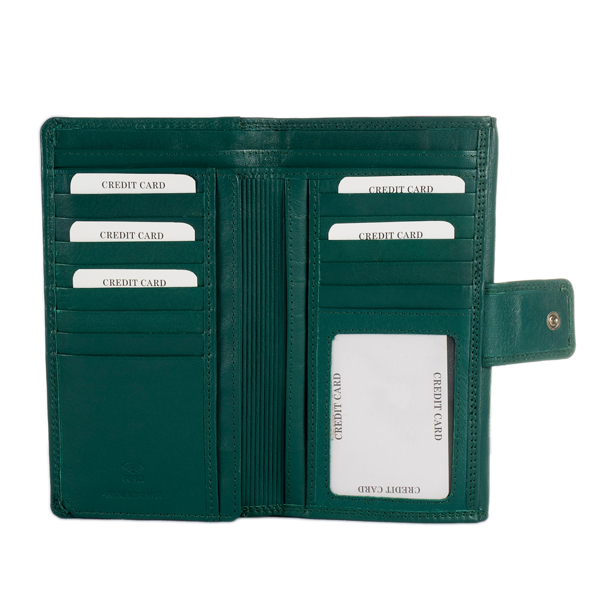 Armonto γυναικείο δερμάτινο πορτοφόλι με ανάγλυφο lettering - 08311- Πράσινο φωτογραφία