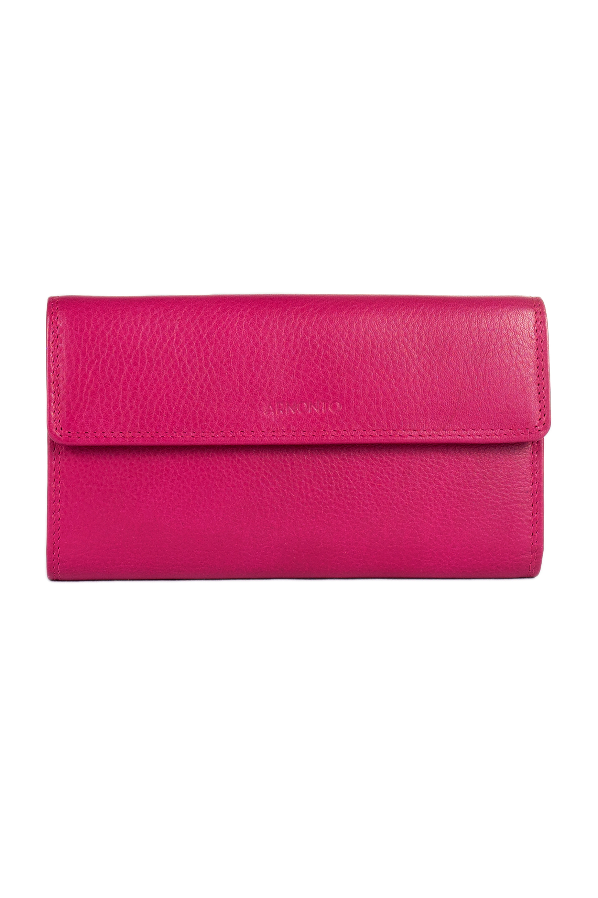 ARMONTO Armonto γυναικείο δερμάτινο πορτοφόλι με ανάγλυφο lettering - 08311- Φούξια