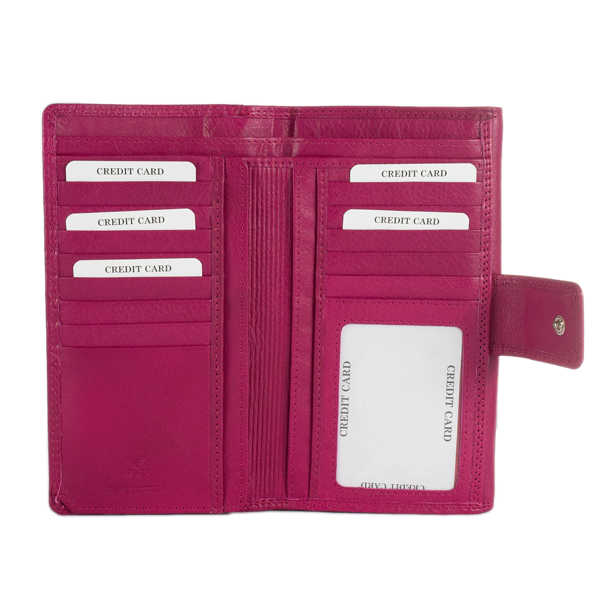 Armonto γυναικείο δερμάτινο πορτοφόλι με ανάγλυφο lettering - 08311- Φούξια φωτογραφία