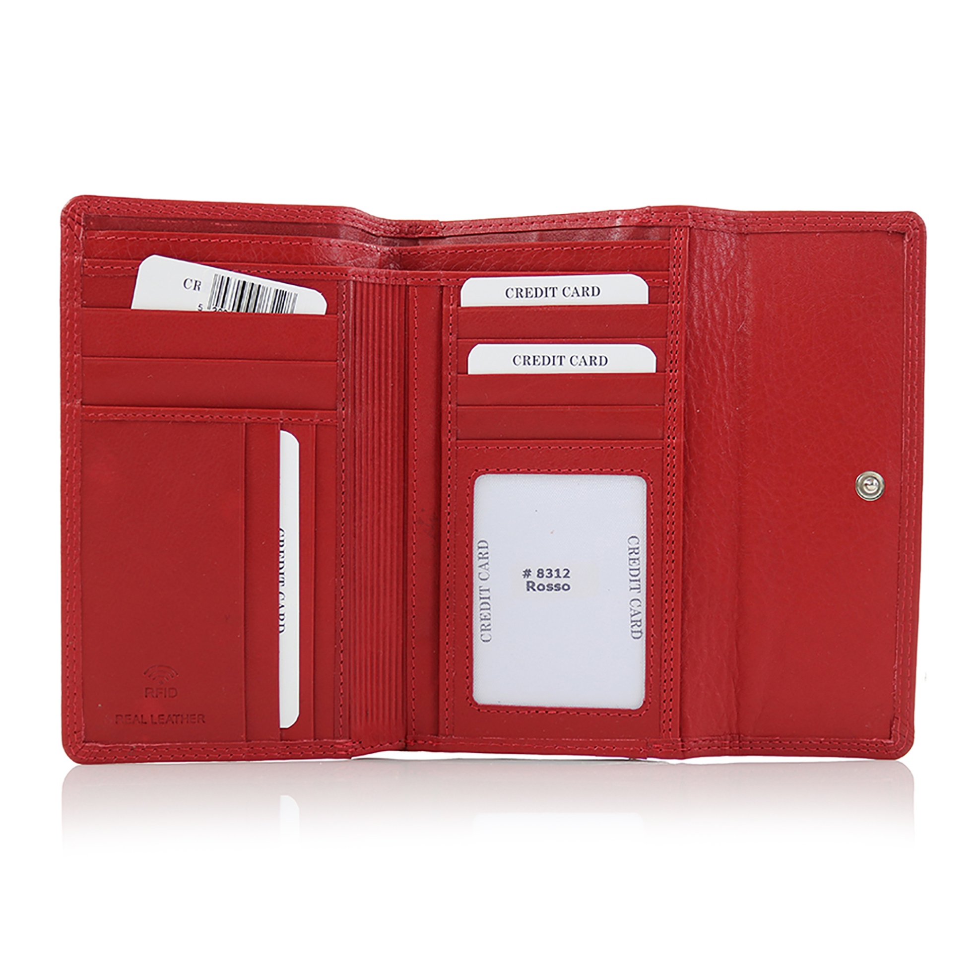 Armonto γυναικείο δερμάτινο πορτοφόλι με ανάγλυφο lettering - 08312- Κόκκινο φωτογραφία