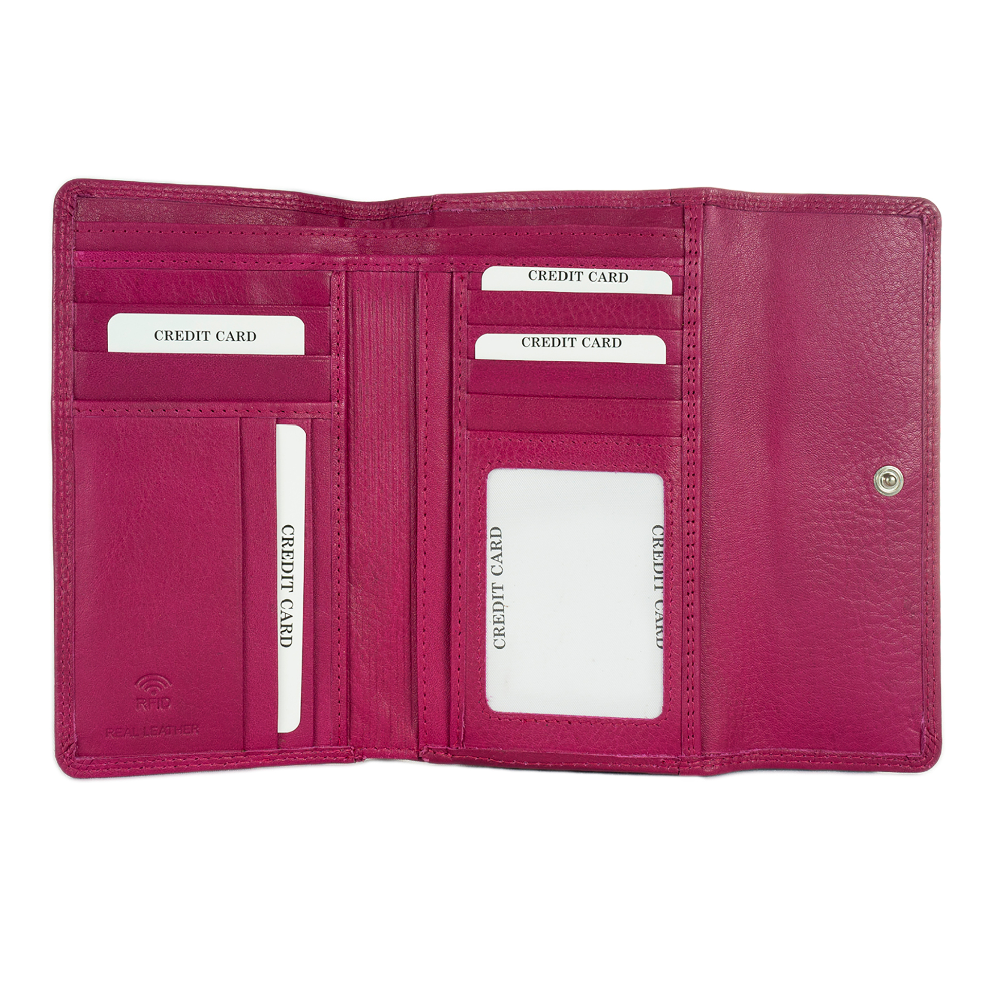 Armonto γυναικείο δερμάτινο πορτοφόλι με ανάγλυφο lettering - 08312- Φούξια φωτογραφία