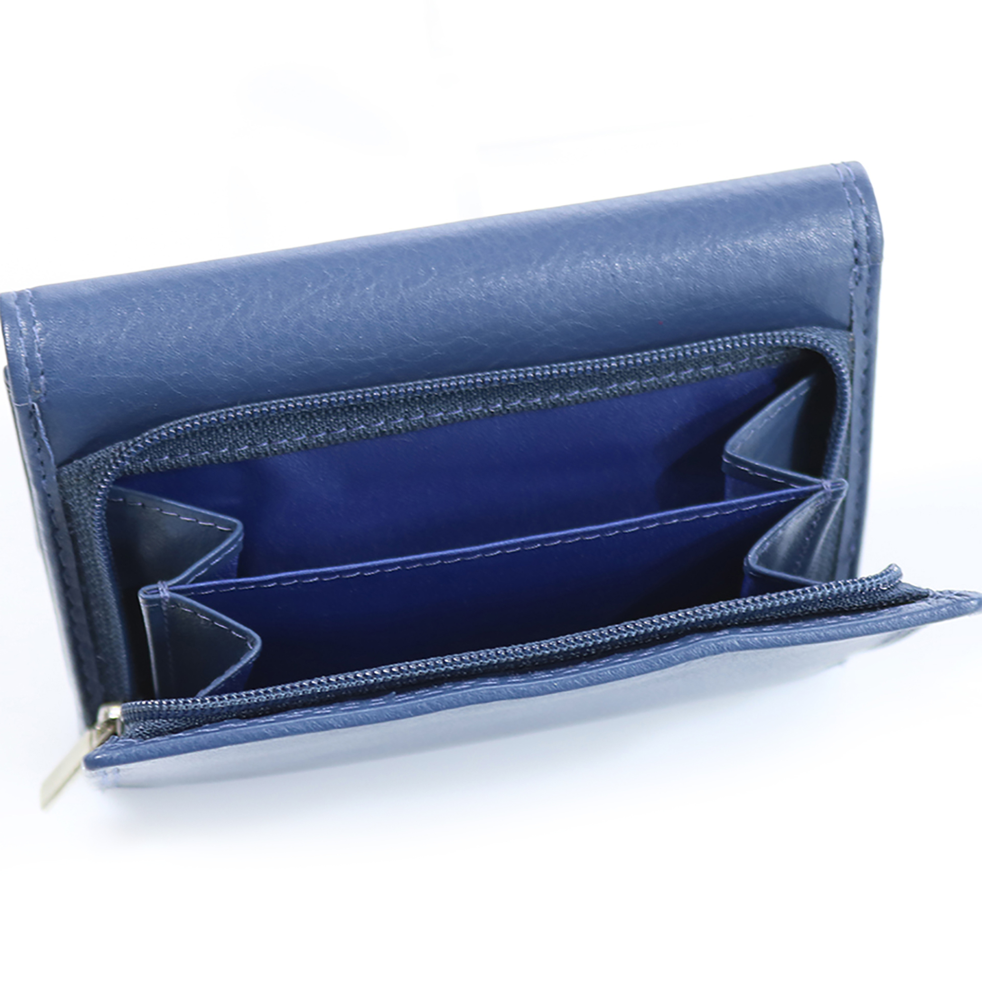 Armonto γυναικείο δερμάτινο πορτοφόλι με ανάγλυφο lettering - 08313- Μπλε φωτογραφία