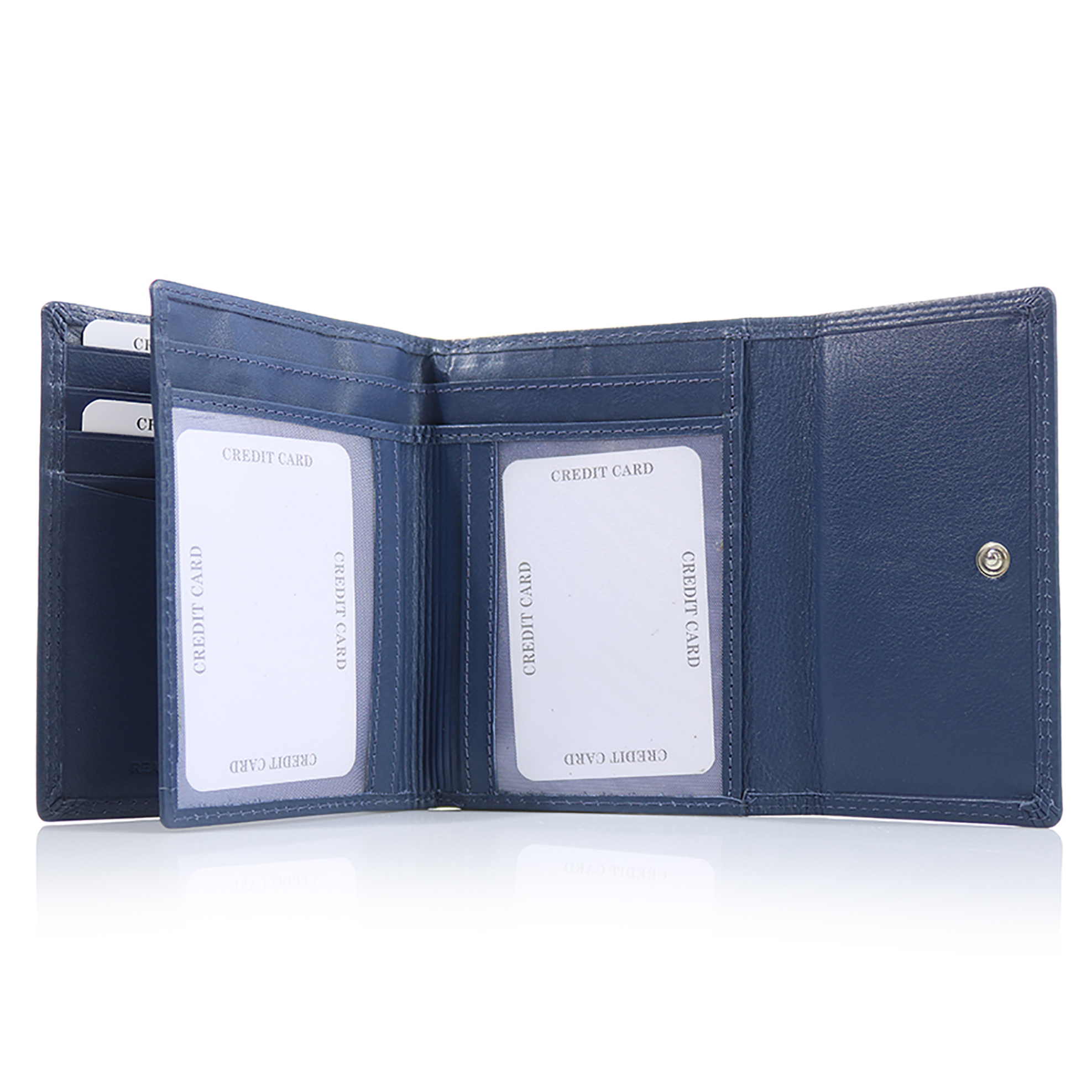 Armonto γυναικείο δερμάτινο πορτοφόλι με ανάγλυφο lettering - 08313- Μπλε φωτογραφία