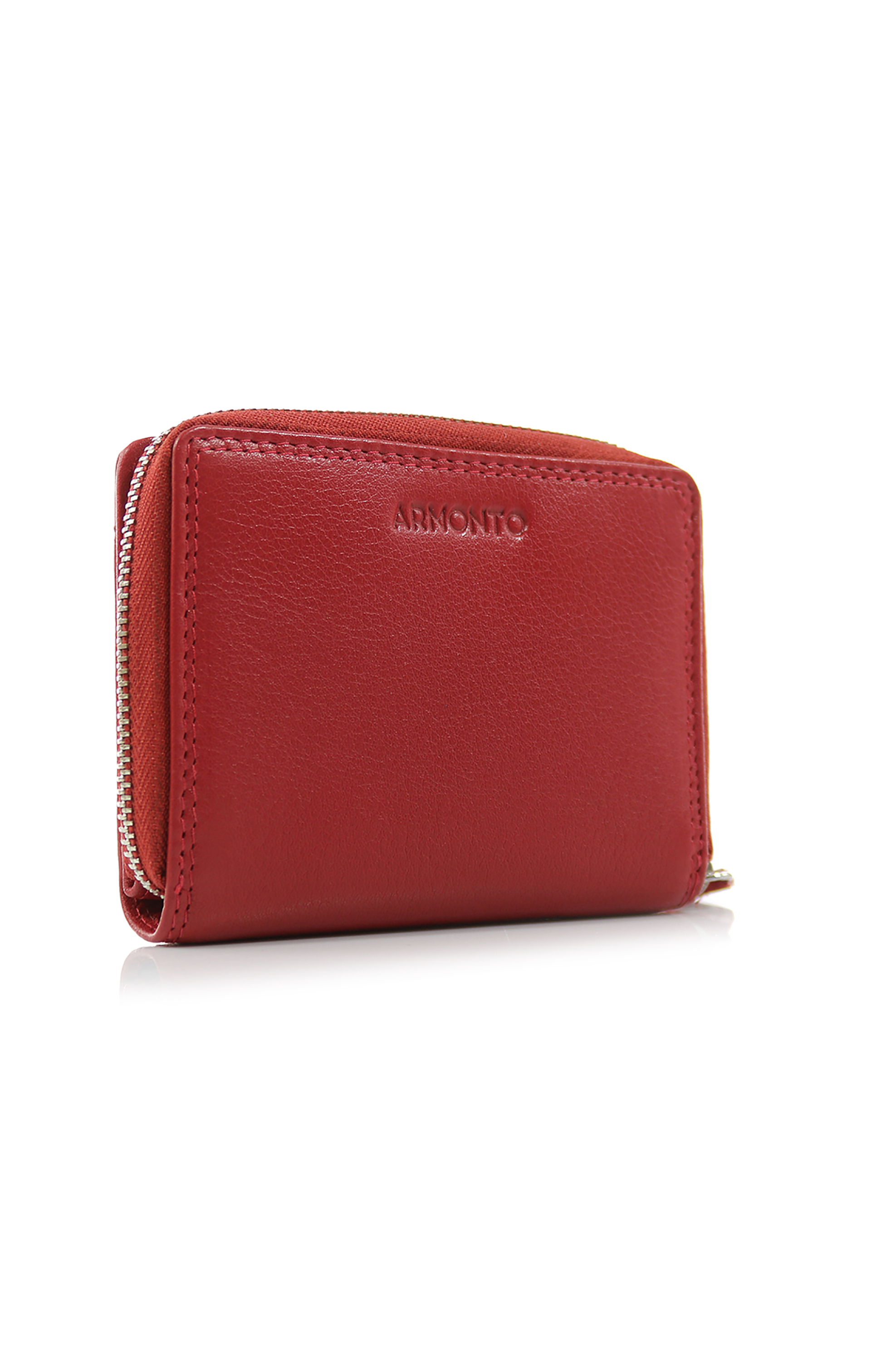 Armonto γυναικείο δερμάτινο πορτοφόλι με ανάγλυφο lettering - 08314- Κόκκινο φωτογραφία