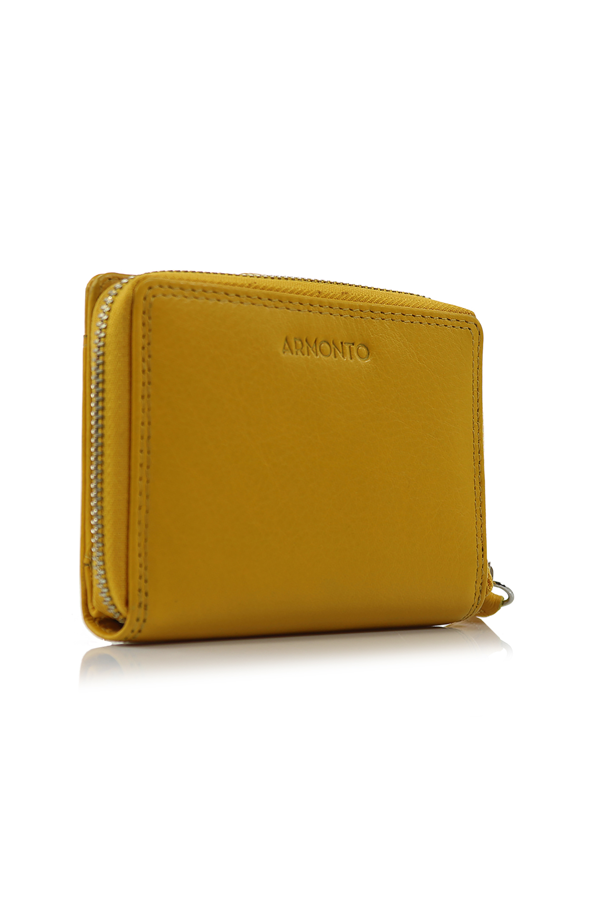 Armonto γυναικείο δερμάτινο πορτοφόλι με ανάγλυφο lettering - 08314- Κίτρινο φωτογραφία