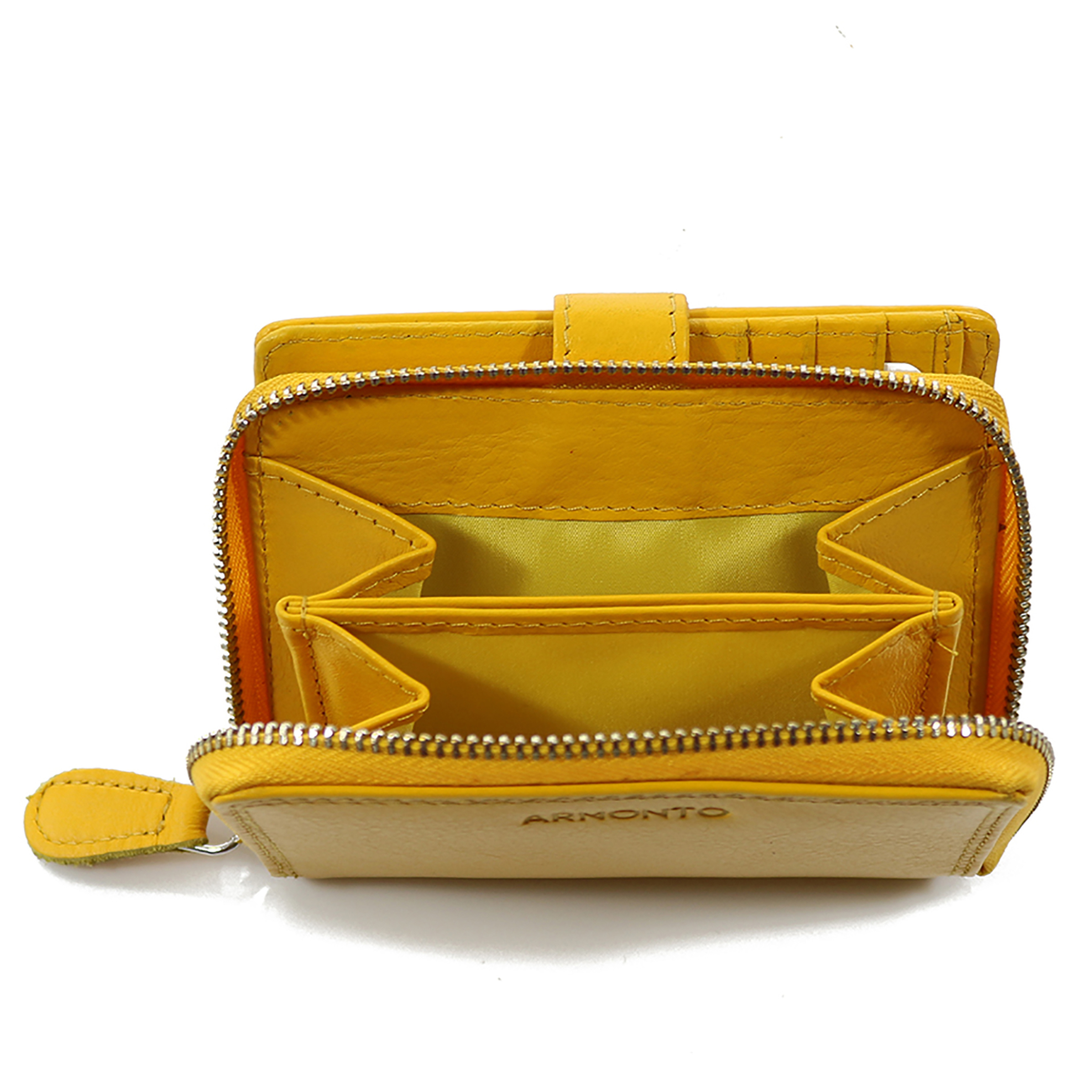 Armonto γυναικείο δερμάτινο πορτοφόλι με ανάγλυφο lettering - 08314- Κίτρινο φωτογραφία