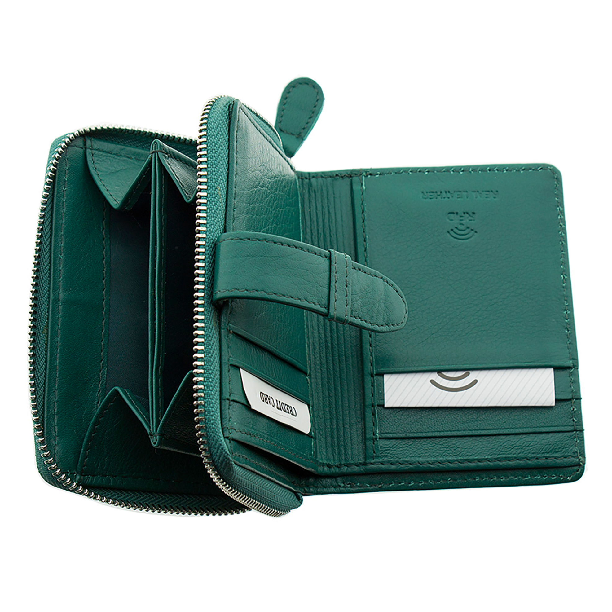 Armonto γυναικείο δερμάτινο πορτοφόλι με ανάγλυφο lettering - 08314- Πράσινο φωτογραφία