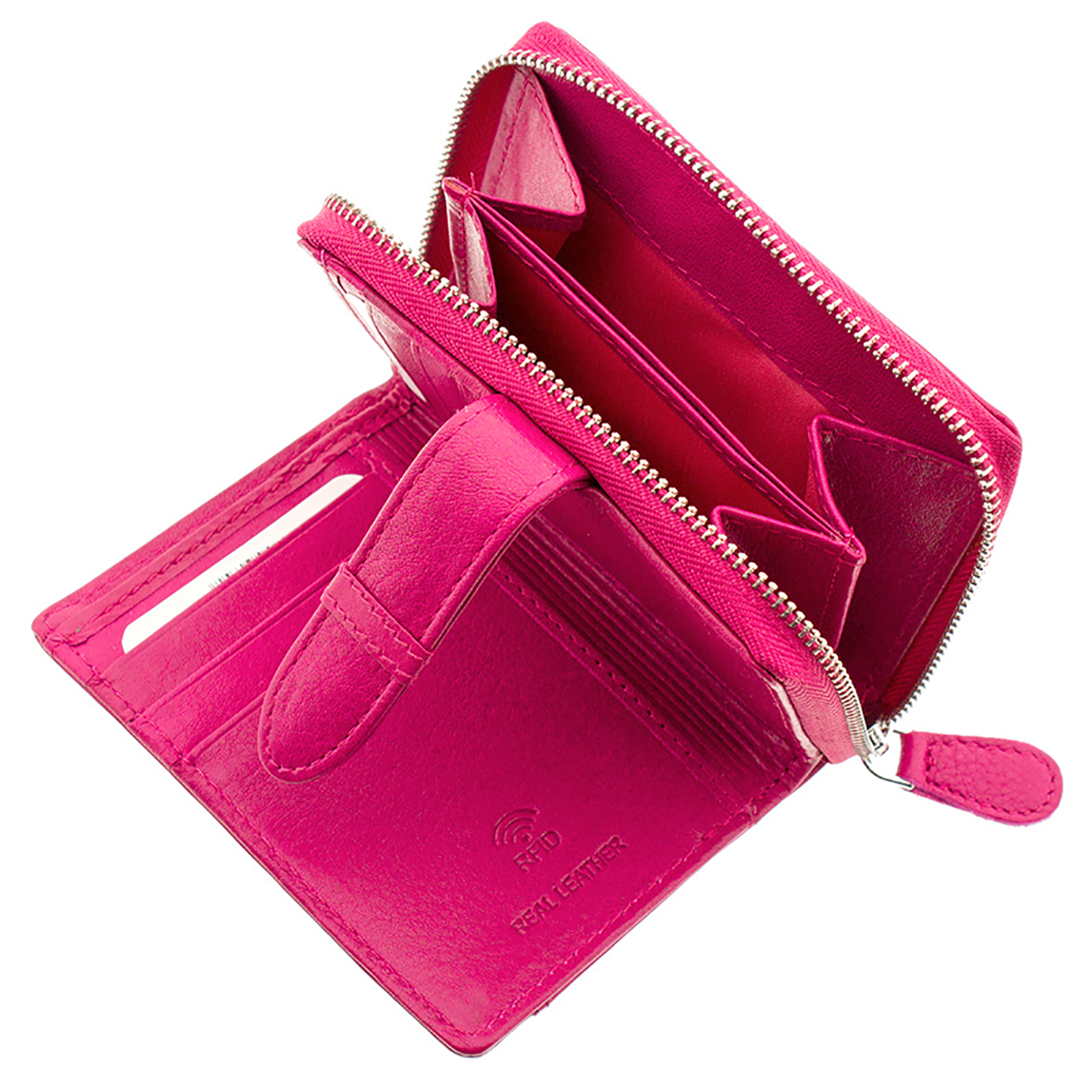 Armonto γυναικείο δερμάτινο πορτοφόλι με ανάγλυφο lettering - 08314- Φούξια φωτογραφία