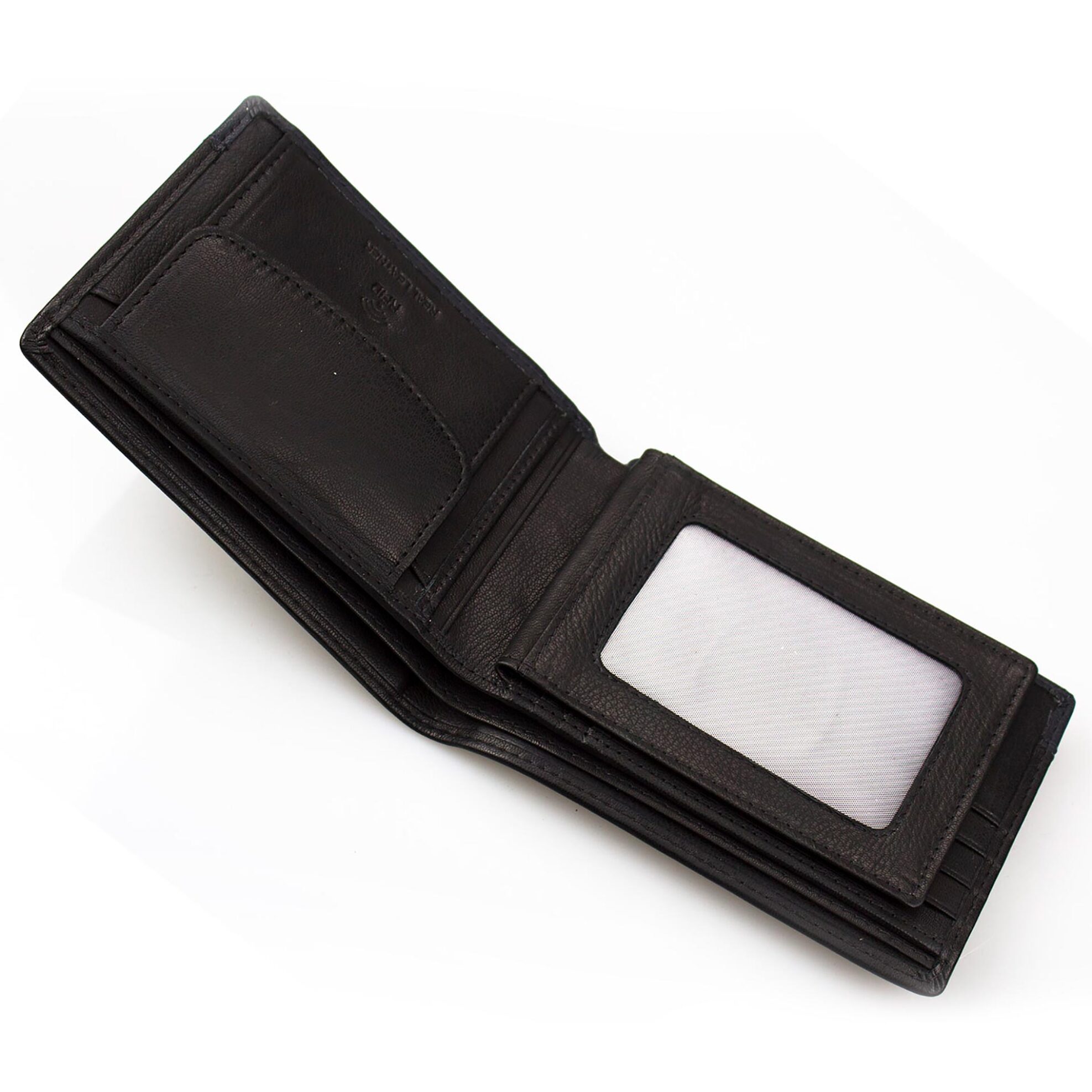 Armonto ανδρικό δερμάτινο πορτοφόλι με ανάγλυφο λογότυπο και contrast κάτω μέρος - 8501 Μαύρο φωτογραφία