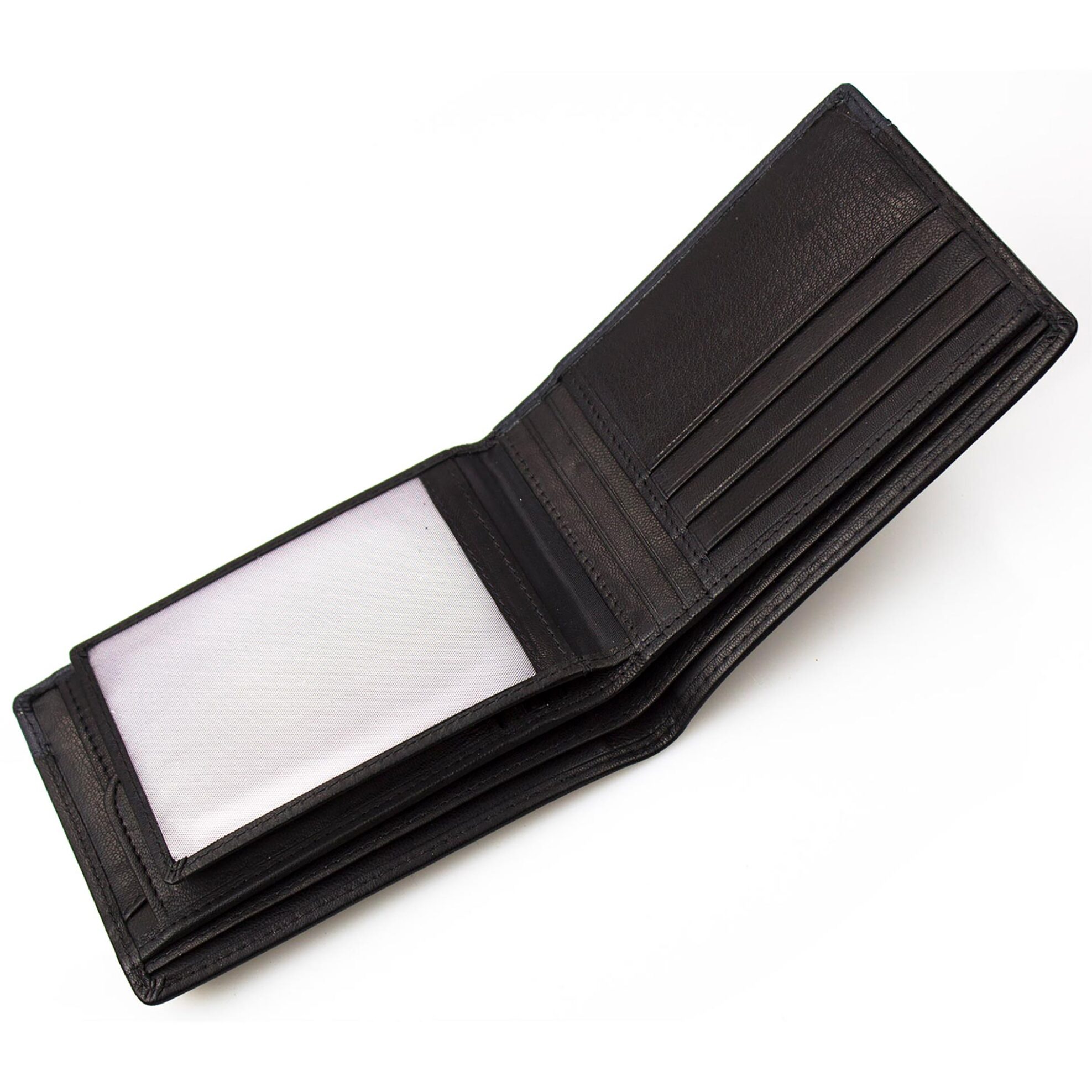 Armonto ανδρικό δερμάτινο πορτοφόλι με ανάγλυφο λογότυπο και contrast κάτω μέρος - 8501 Μαύρο φωτογραφία