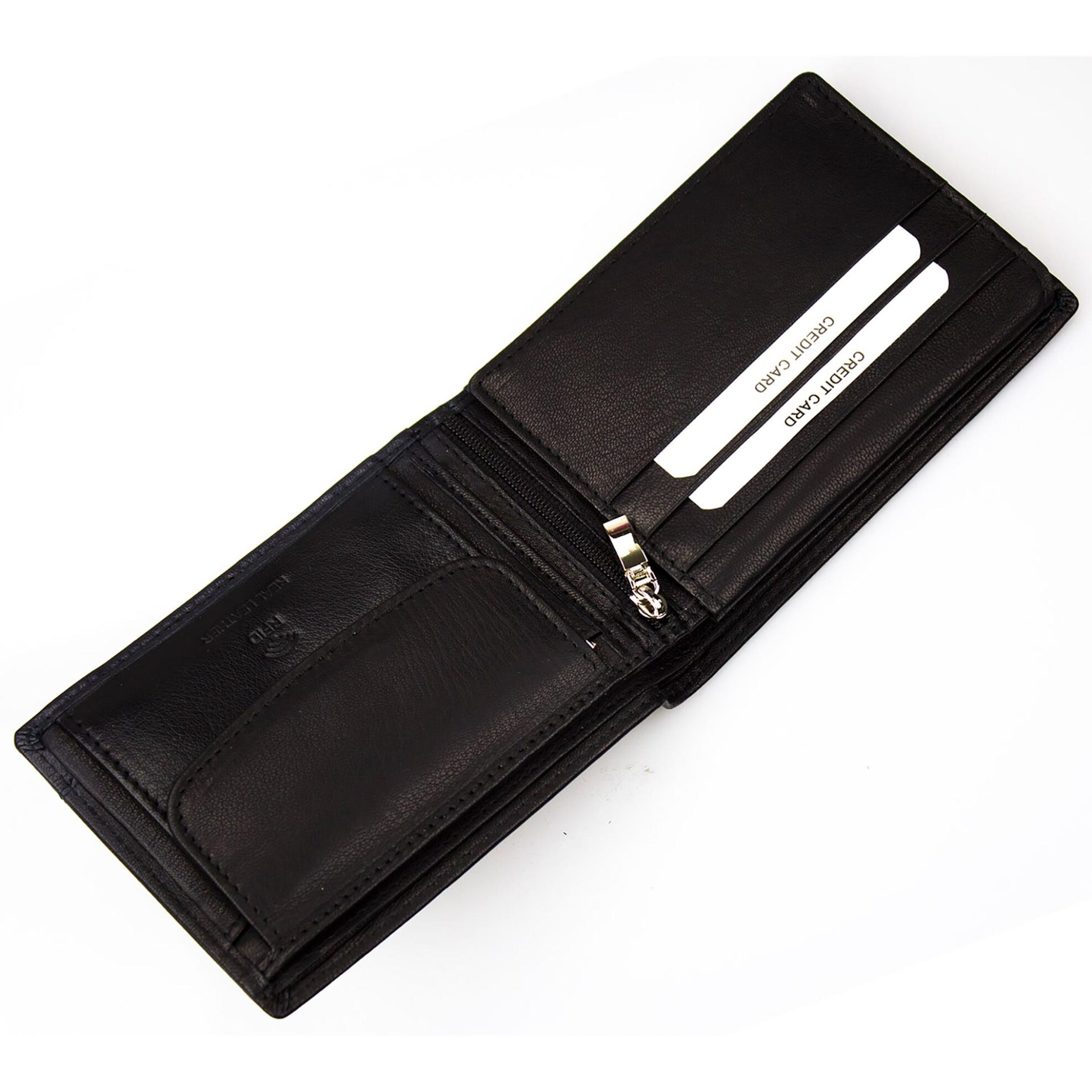 Armonto ανδρικό δερμάτινο πορτοφόλι διπλωτό με contrast κάτω μέρος και λογότυπο - 8502 Μαύρο φωτογραφία