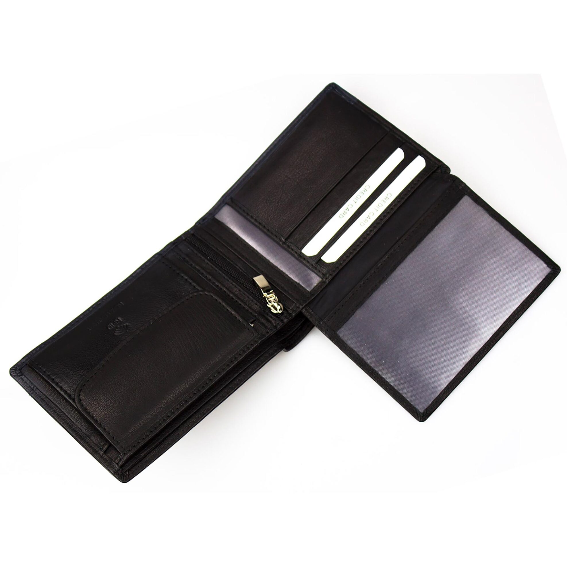 Armonto ανδρικό δερμάτινο πορτοφόλι διπλωτό με contrast κάτω μέρος και λογότυπο - 8502 Μαύρο φωτογραφία