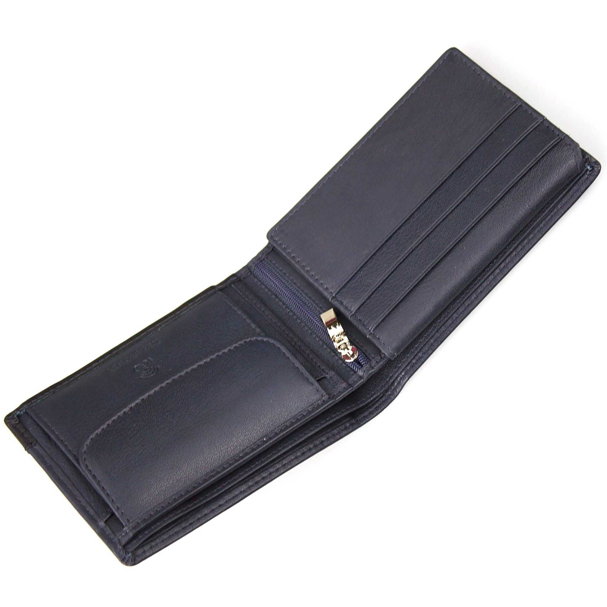 Armonto ανδρικό δερμάτινο πορτοφόλι διπλωτό με contrast κάτω μέρος και λογότυπο - 8502 Μπλε Σκούρο φωτογραφία