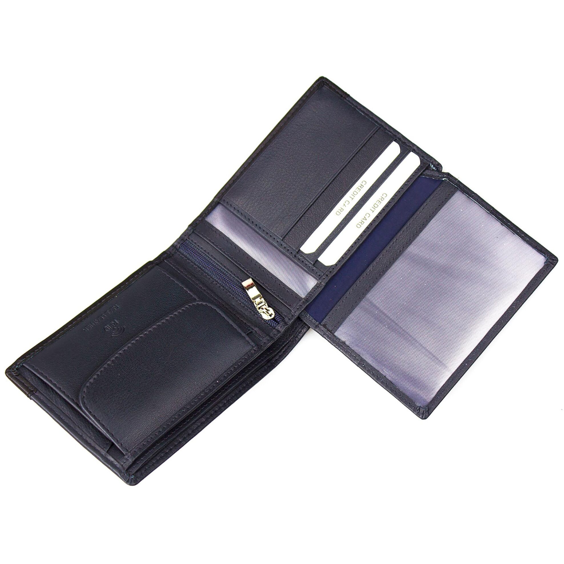 Armonto ανδρικό δερμάτινο πορτοφόλι διπλωτό με contrast κάτω μέρος και λογότυπο - 8502 Μπλε Σκούρο φωτογραφία