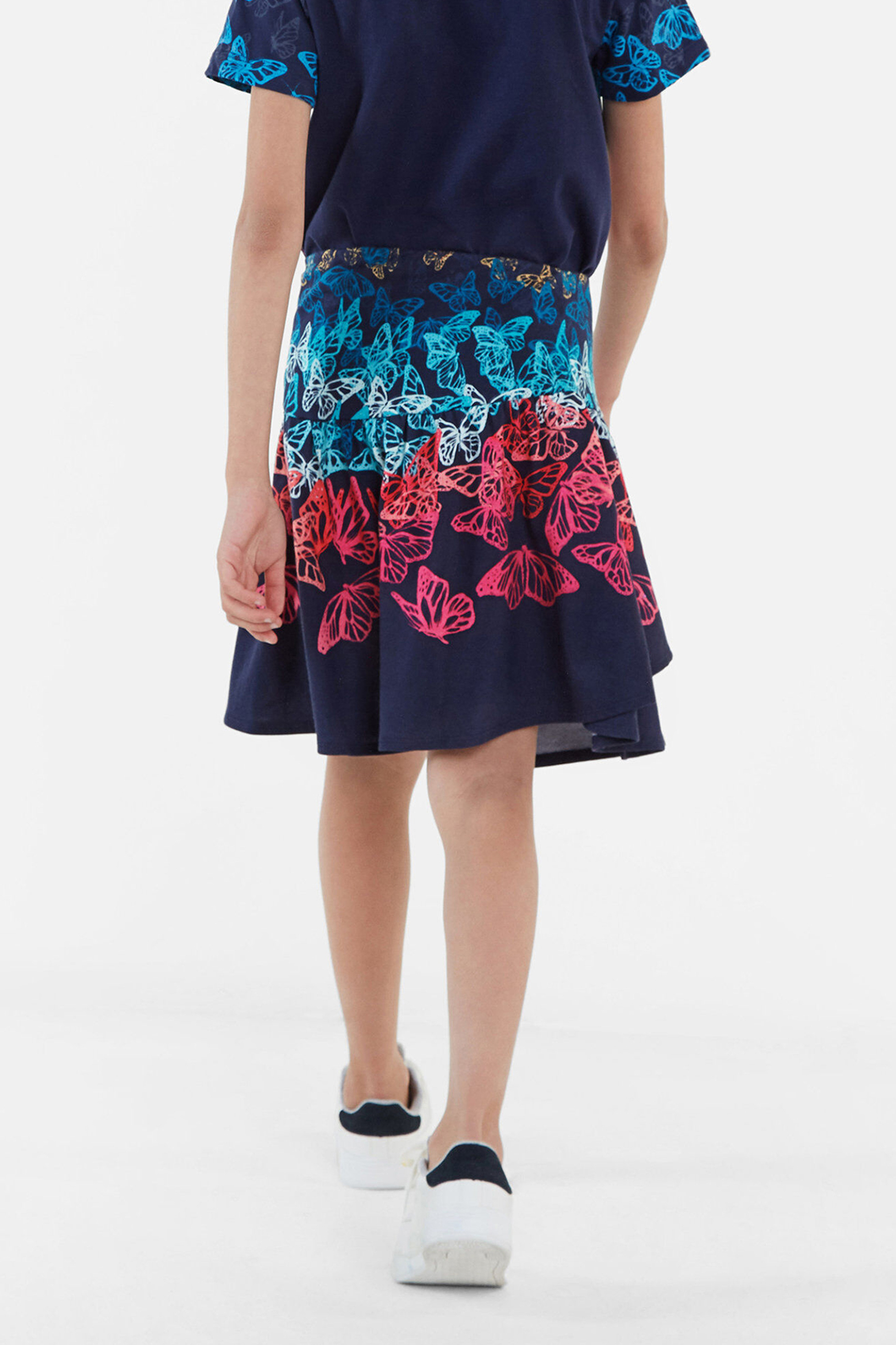 Desigual παιδική φούστα με πεταλούδες "Honolulu" - 20SGFK07 Μπλε Σκούρο φωτογραφία