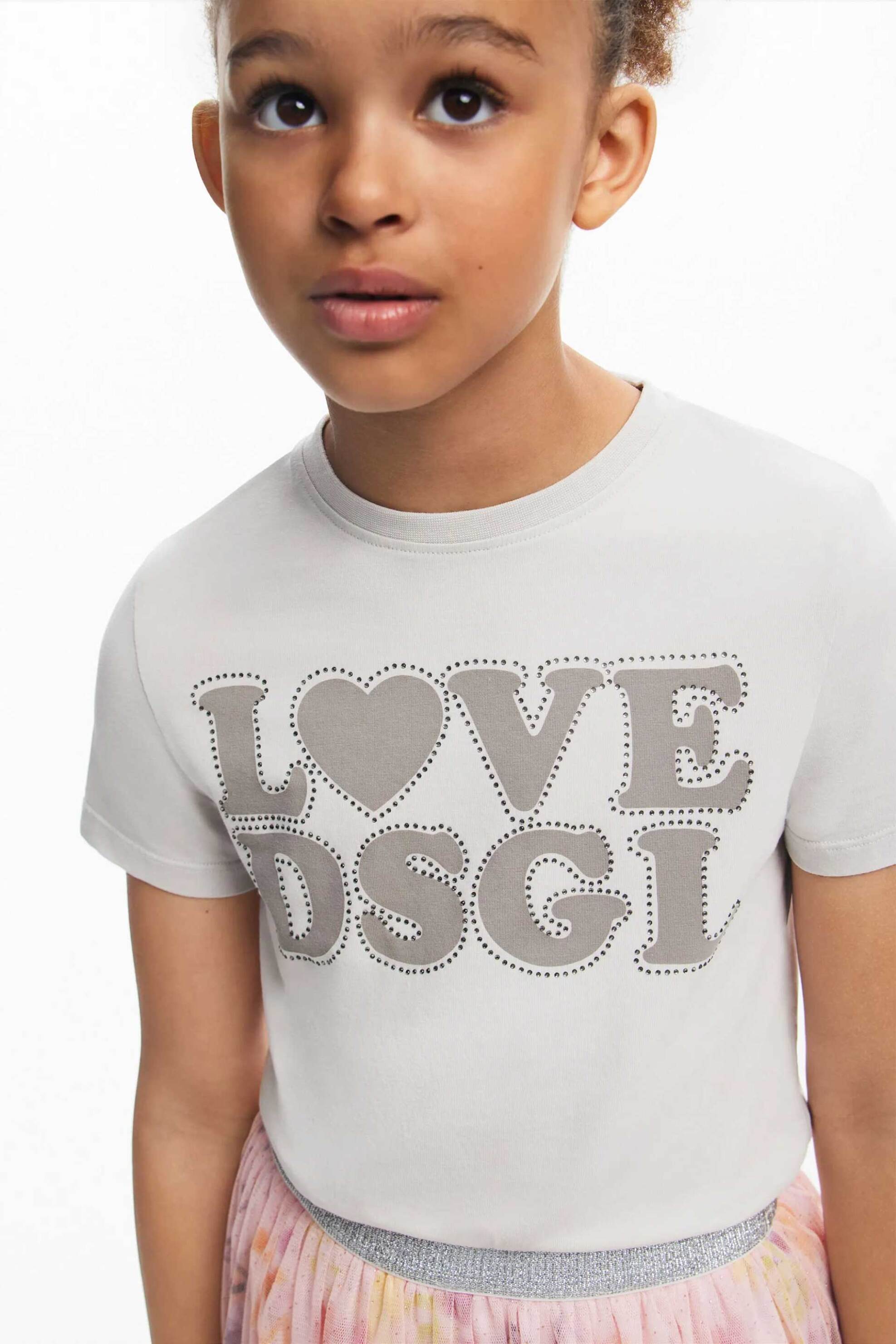 Desigual παιδικό T-shirt με lettering και τρουκς - 25SGTK16 Γκρι