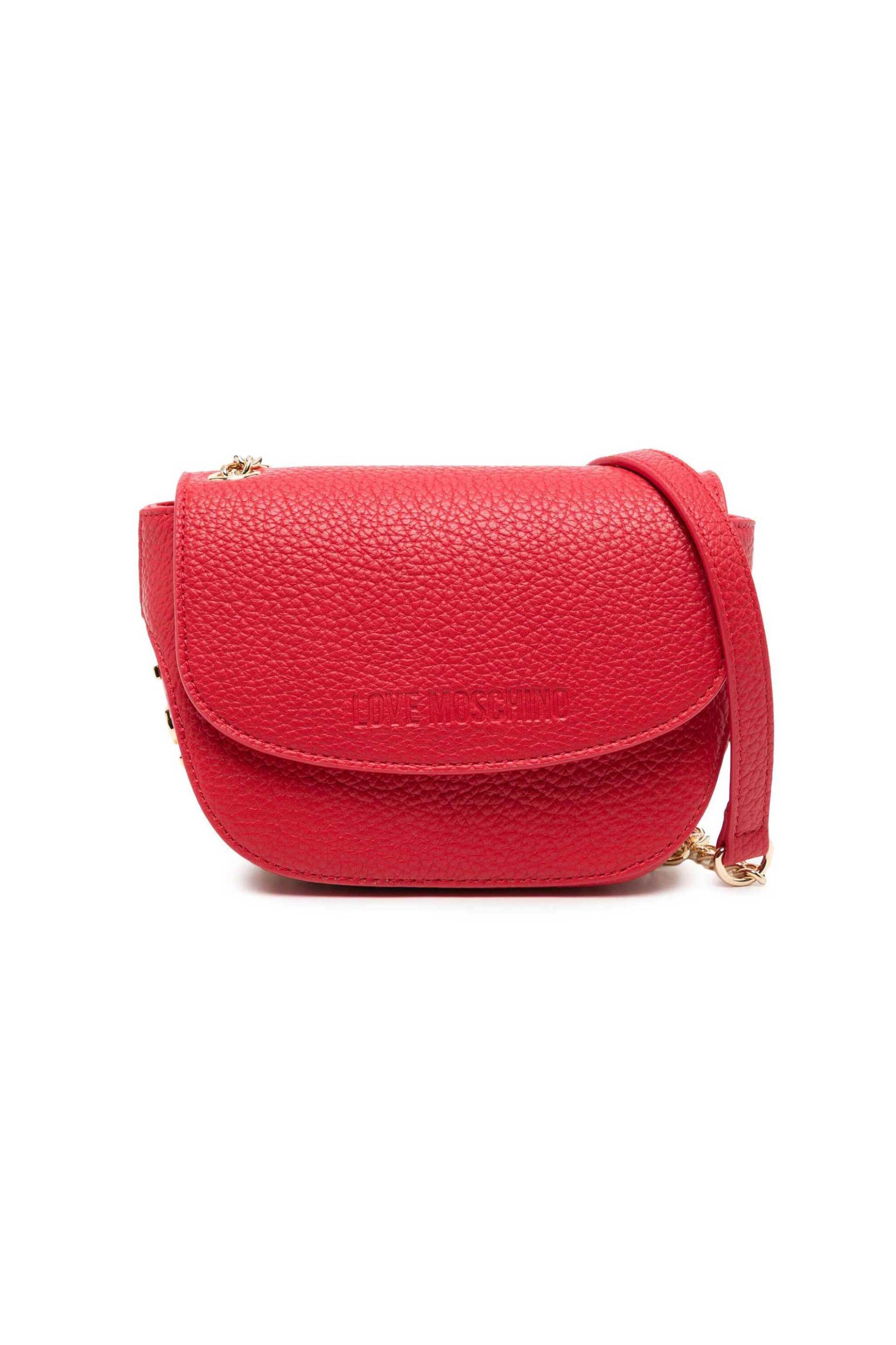 LOVE MOSCHINO Love Moschino γυναικεία mini τσάντα crossbody μονόχρωμη με μεταλλικό logo στον πάτο - JC4102PP1ILT0 Κόκκινο
