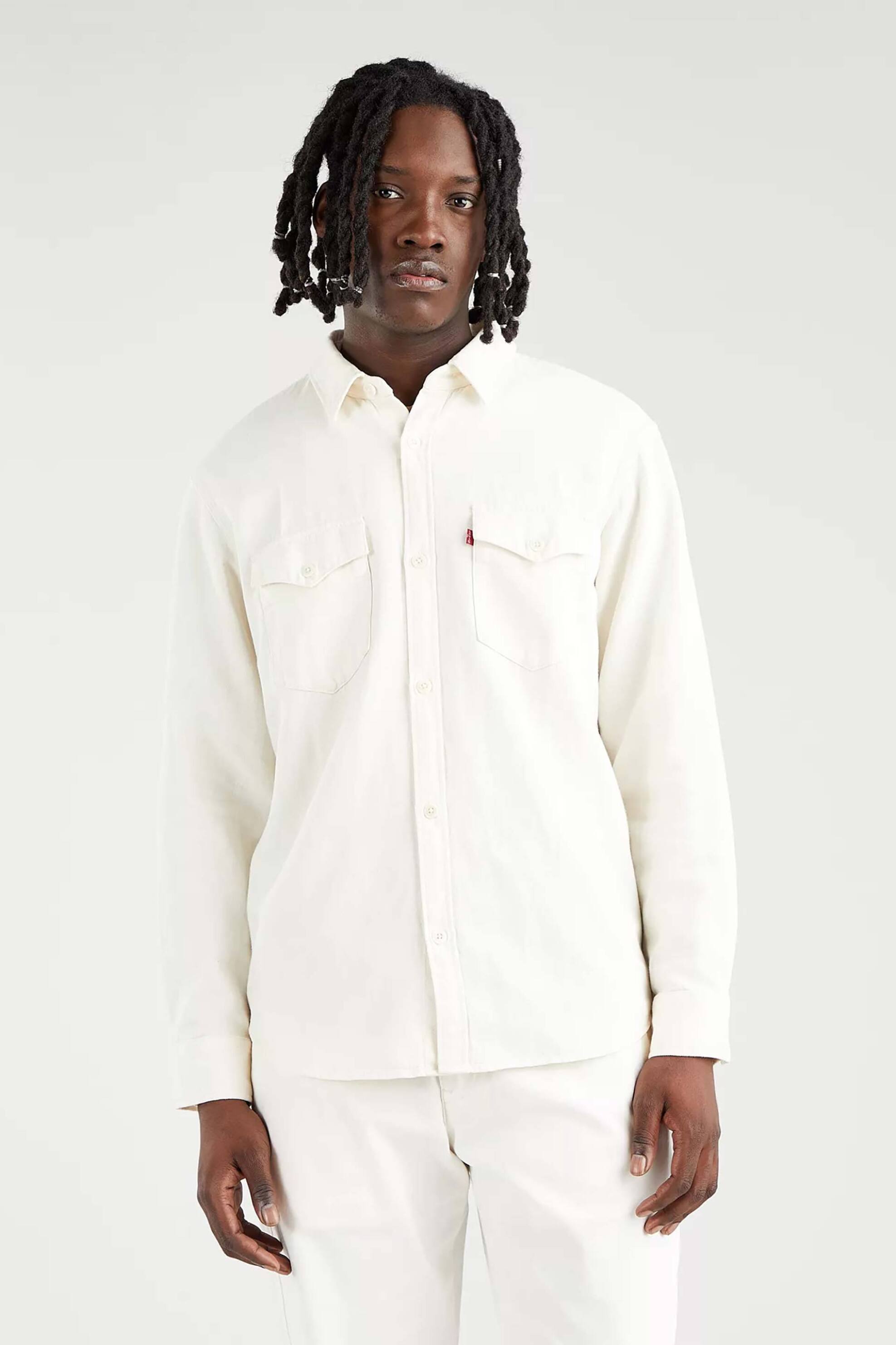 Levi's® ανδρικό denim πουκάμισο μονόχρωμο με flap τσέπες μπροστά - A191900-01 Εκρού