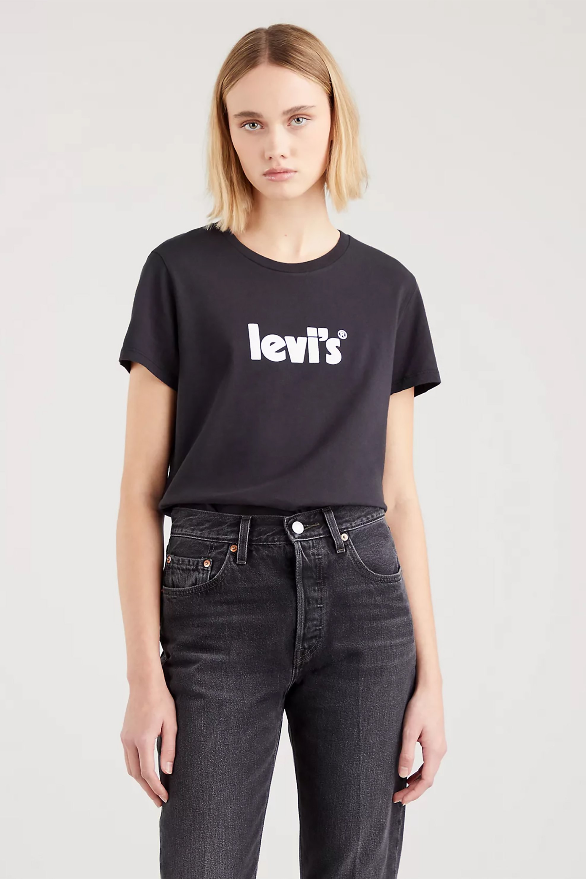 Levi's® γυναικείο T-shirt με logo print Regular Fit "The Perfect Tee Seasonal" - 1736917-56 Μαύρο