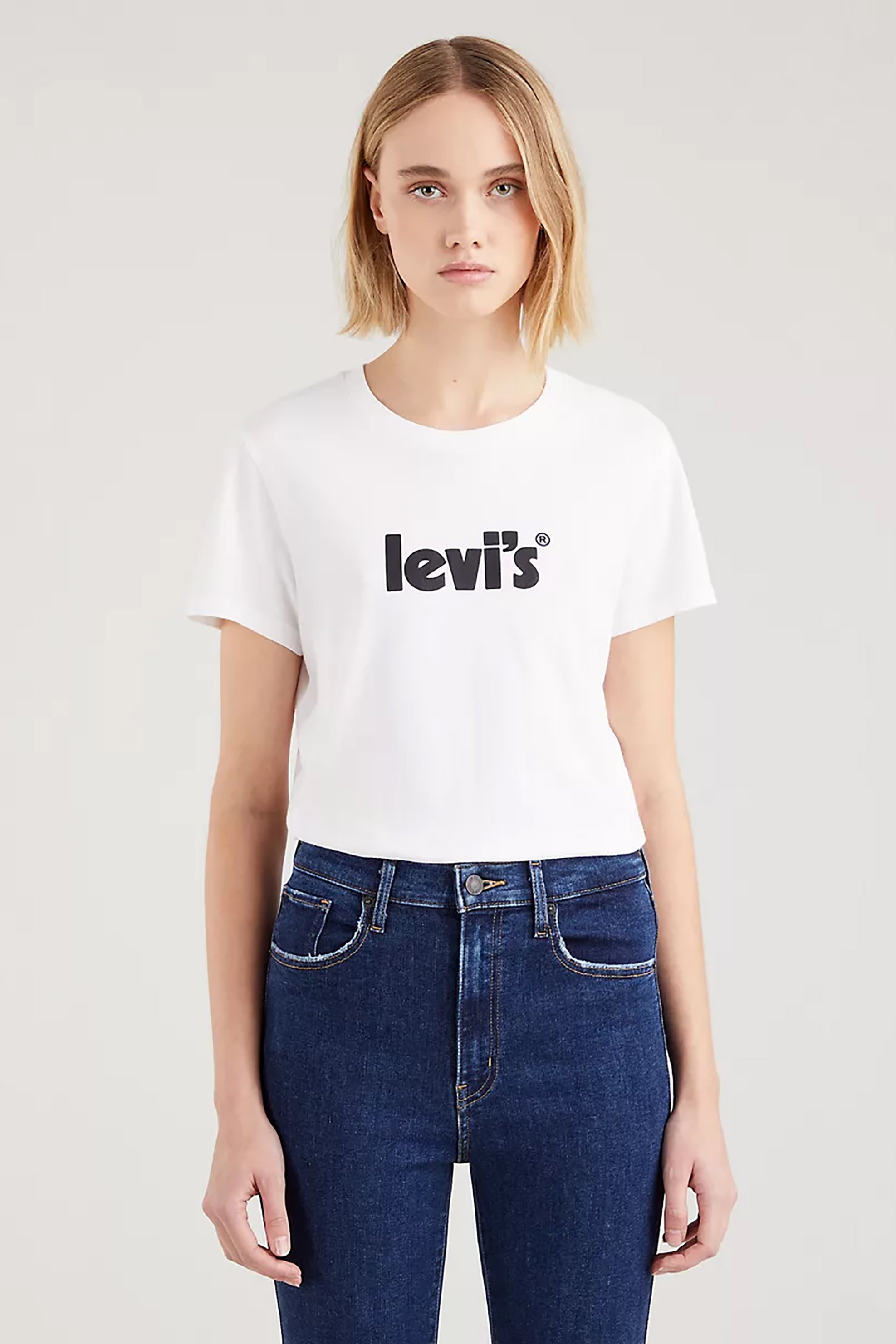 Levi's® γυναικείο T-shirt με logo print μπροστά Standard Fit - 1736917-55 Λευκό