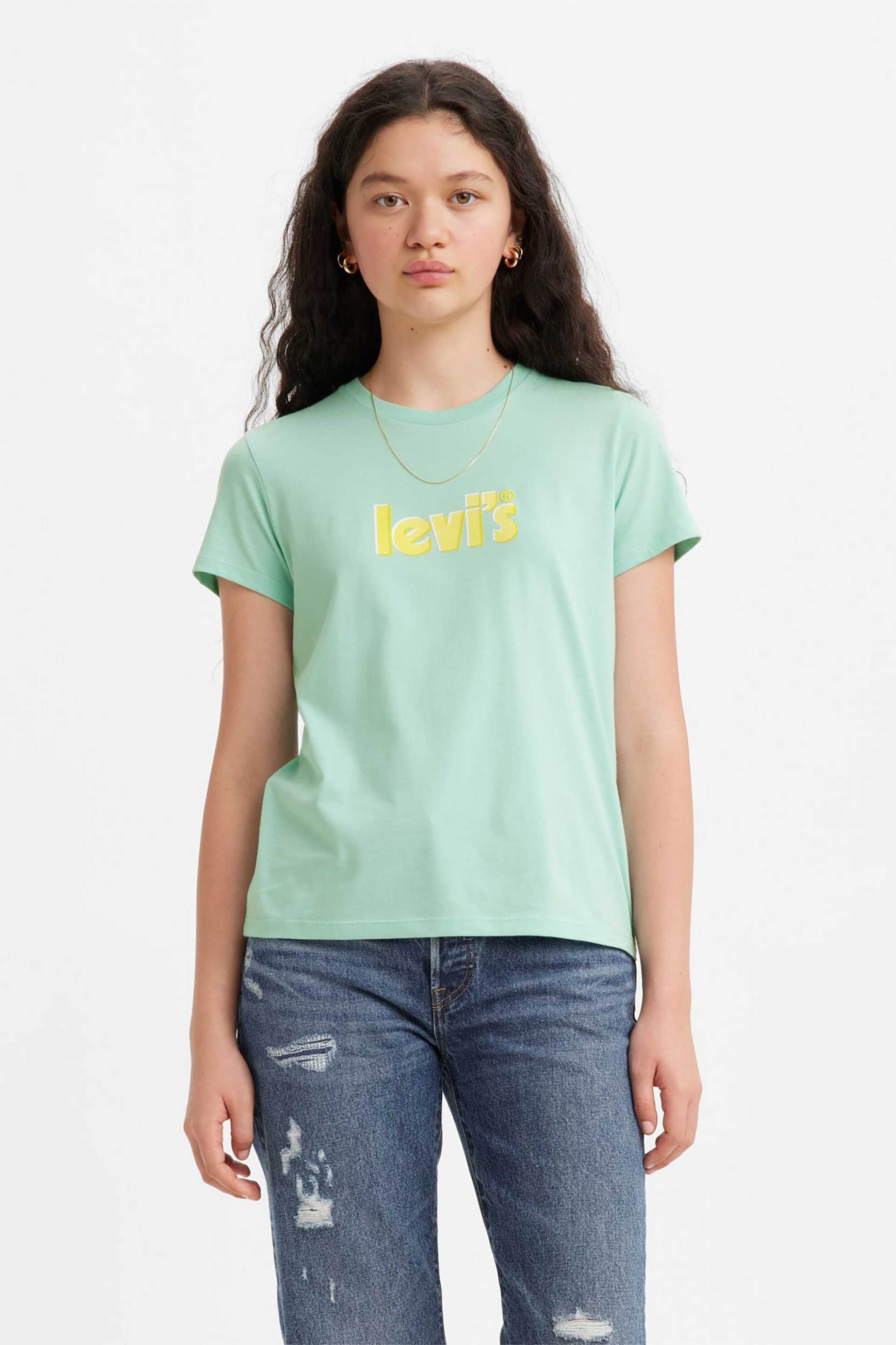 Levis® γυναικείο T-shirt με logo print Standard Fit "The Perfect Tee" - 1736920-51 Βεραμάν Ανοιχτό