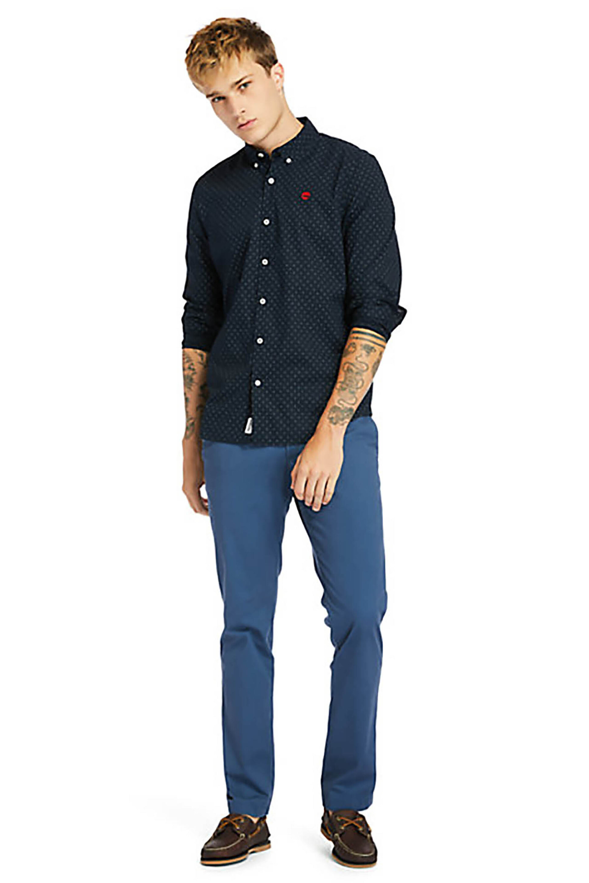 Timberland Ανδρικό Παντελόνι Chino Μονόχρωμο Slim Fit Sargent Lake&Apos - Tb0A2Byy2881 Μπλε
