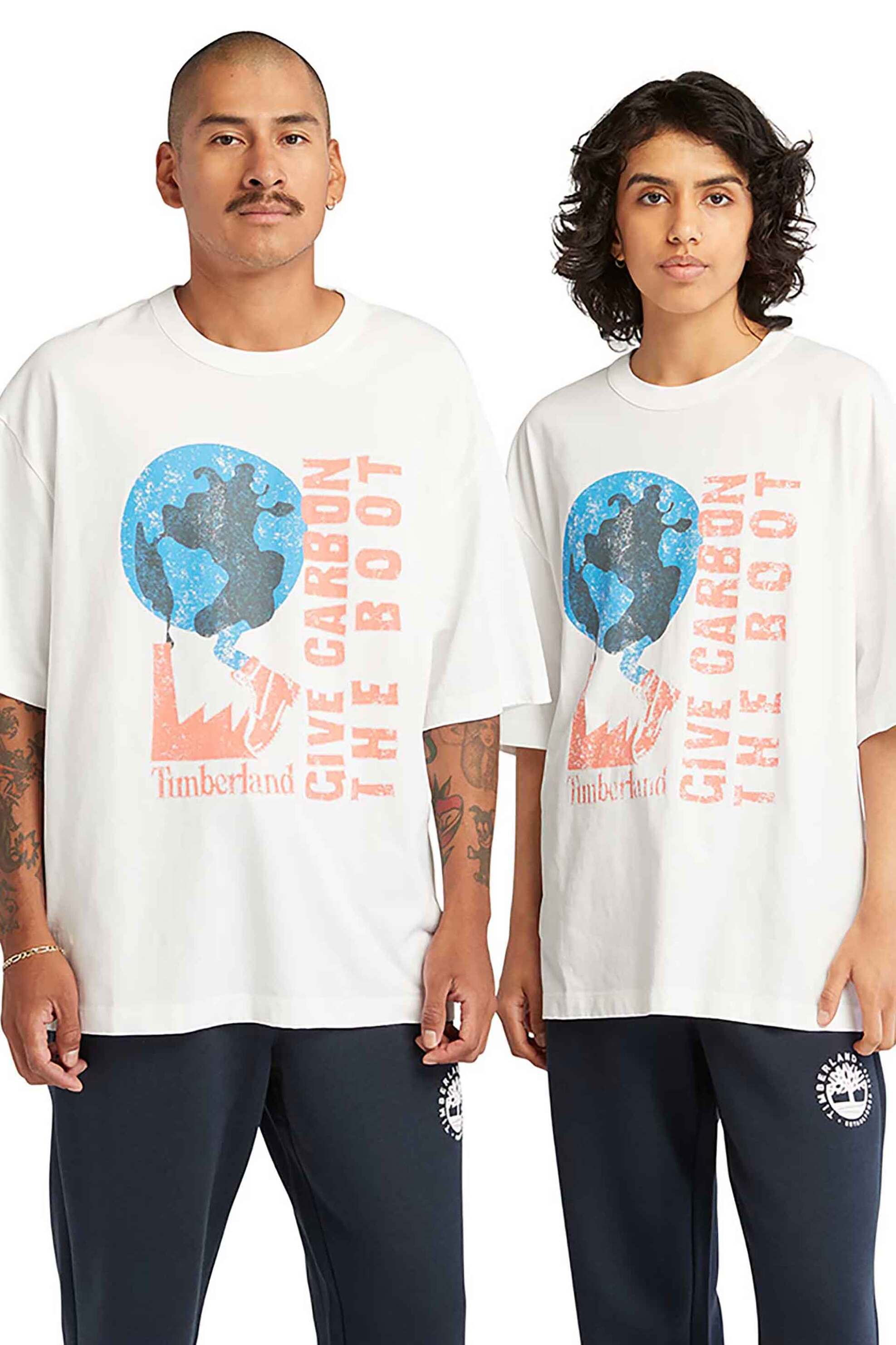 Timberland unisex T-shirt με τυπωμένο λογότυπο στο στήθος "SS Graphic" - TB0A66B91001 Λευκό