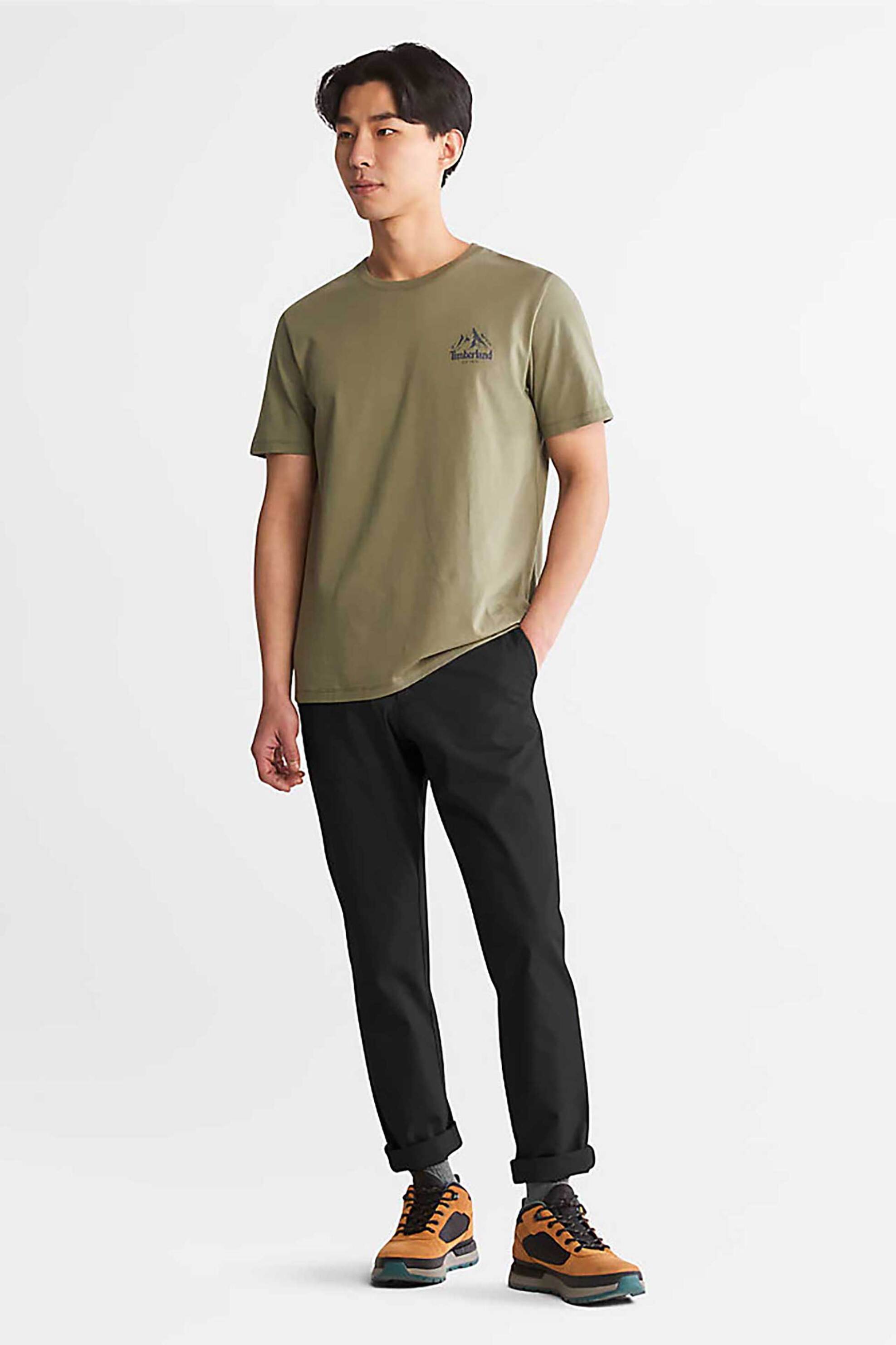 TIMBERLAND Timberland ανδρικό βαμβακερό chino παντελόνι μονόχρωμο με logo patch πίσω "Sargent Light" - TB0A2BYY0011 Μαύρο