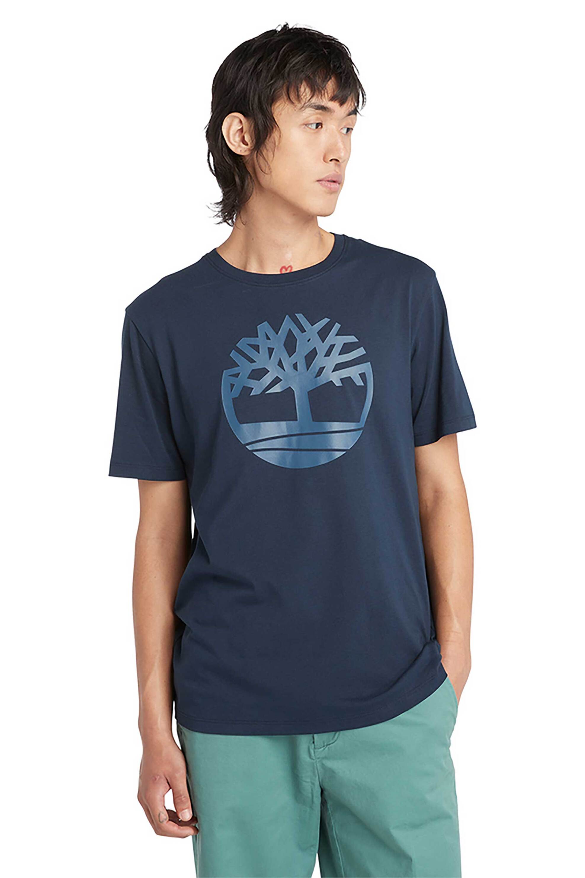 Timberland ανδρικό T-shirt με tree logo print Regular Fit "Kennebec River" - TB0A2C2RZ021 Μπλε Σκούρο