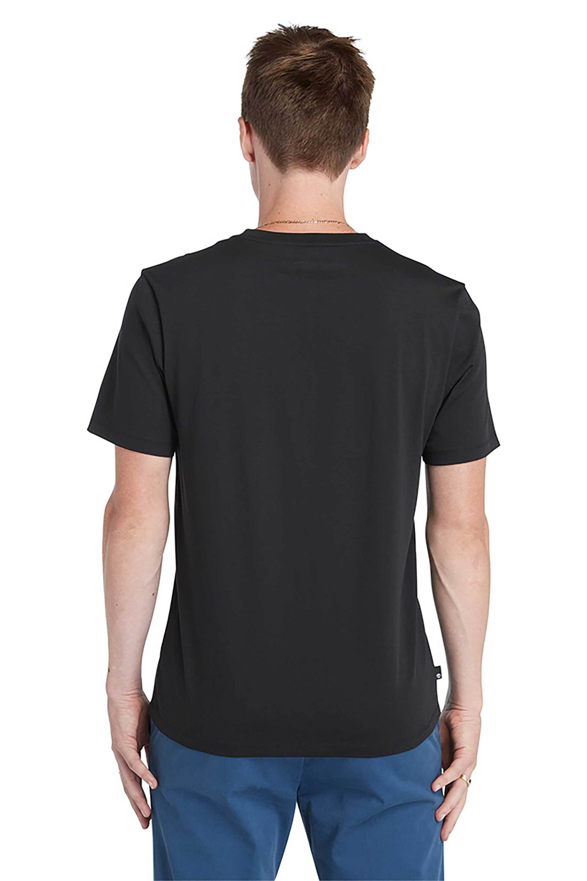 Timberland Ανδρικό T-Shirt με Logo Print Regular Fit Kennebec River Linear Logo&Apos - Tb0A5Upq0011 Μαύρο
