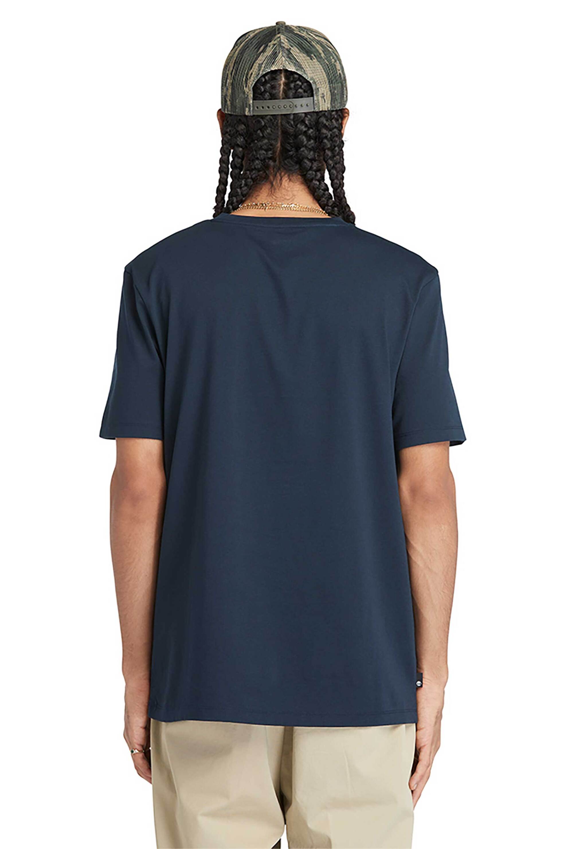Timberland Ανδρικό T-Shirt με Logo Print Regular Fit Kennebec River Linear Logo&Apos - Tb0A5Upq4331 Μπλε Σκούρο