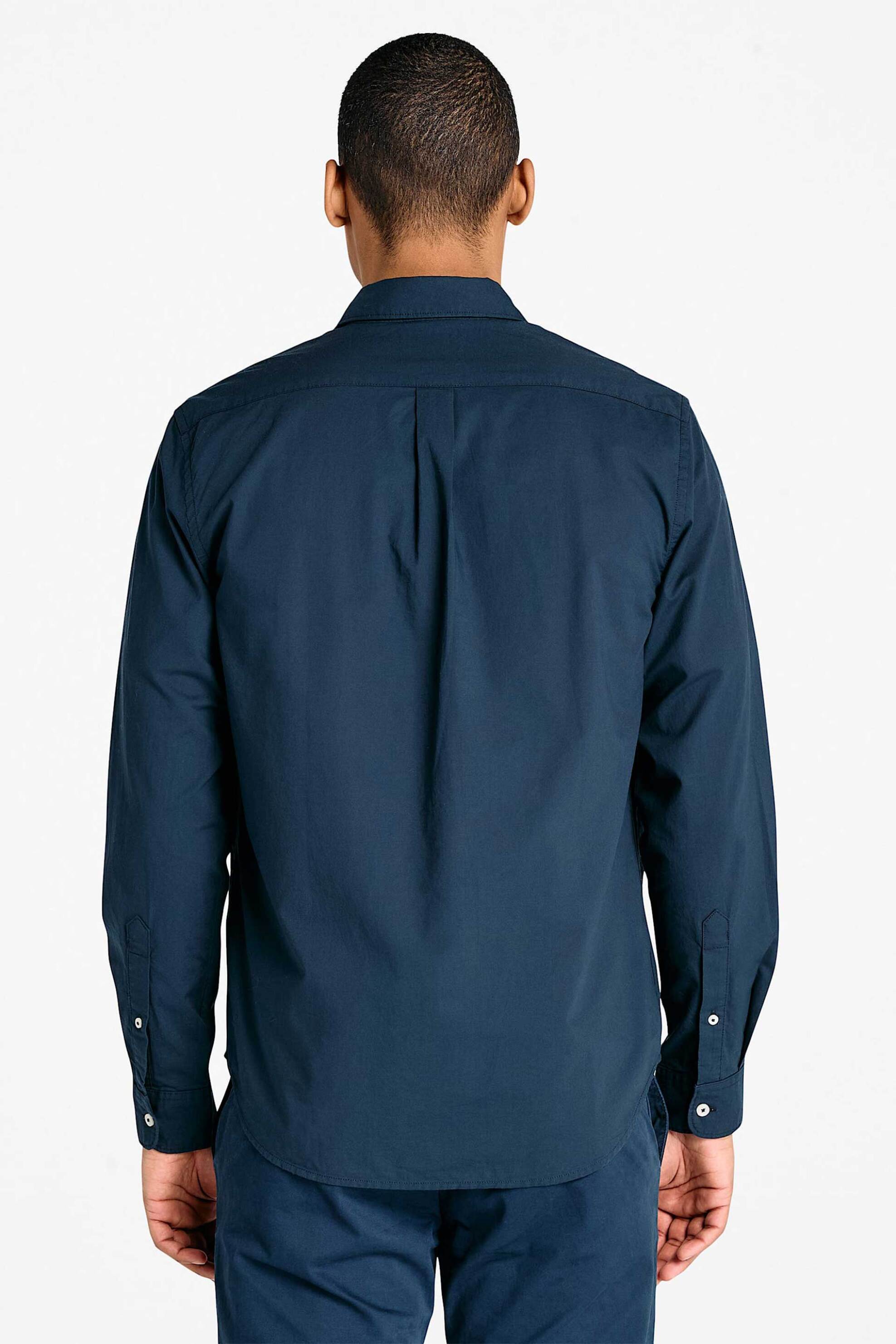 Timberland Ανδρικό Πουκάμισο Poplin Button Down με Κεντημένο Λογότυπο Regular Fit - Tb0A6Grh4331 Μπλε Σκούρο
