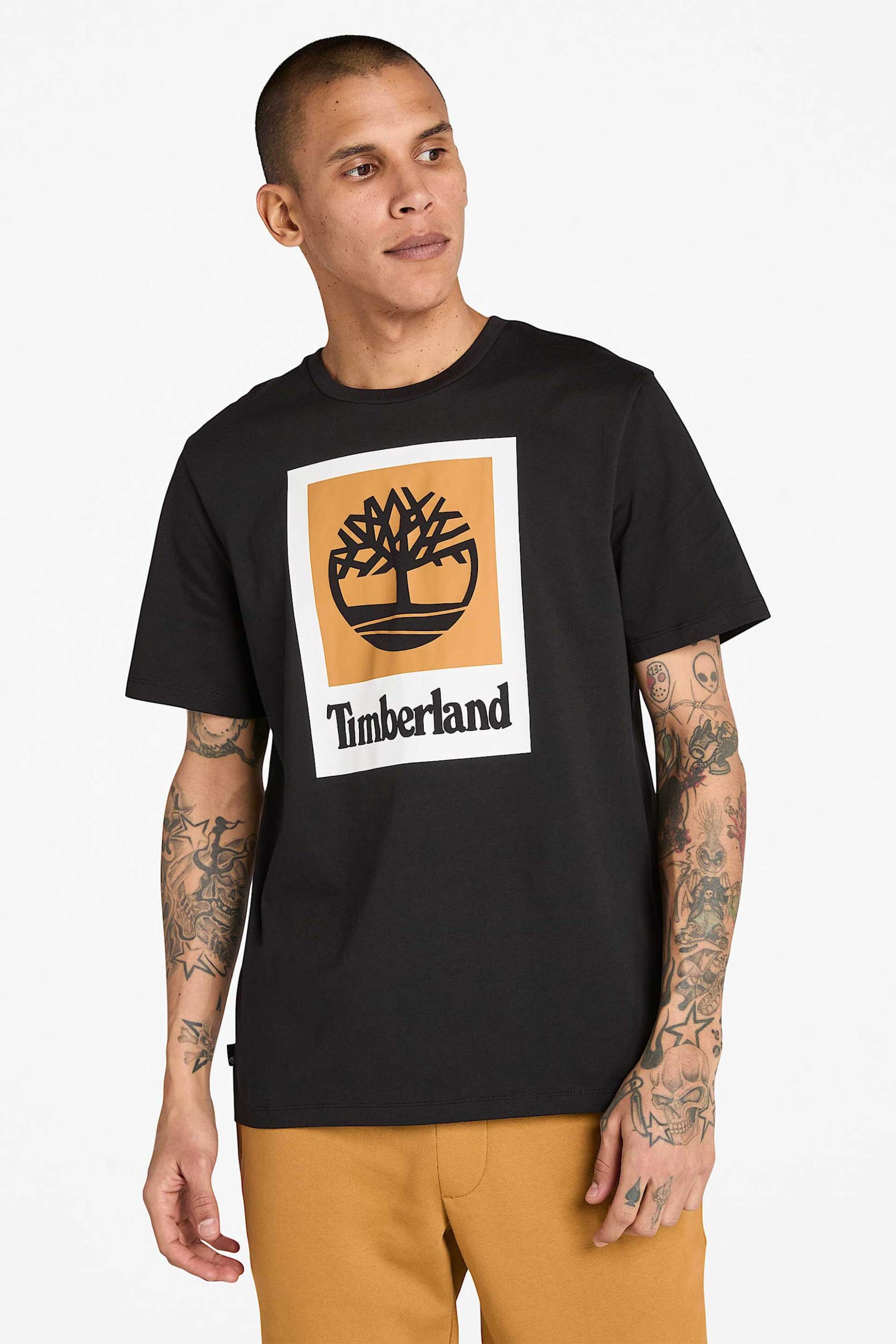 Timberland ανδρικό T-shirt Authentic Fit "Square Stack Logo" - TB0A5QS20011 Μαύρο