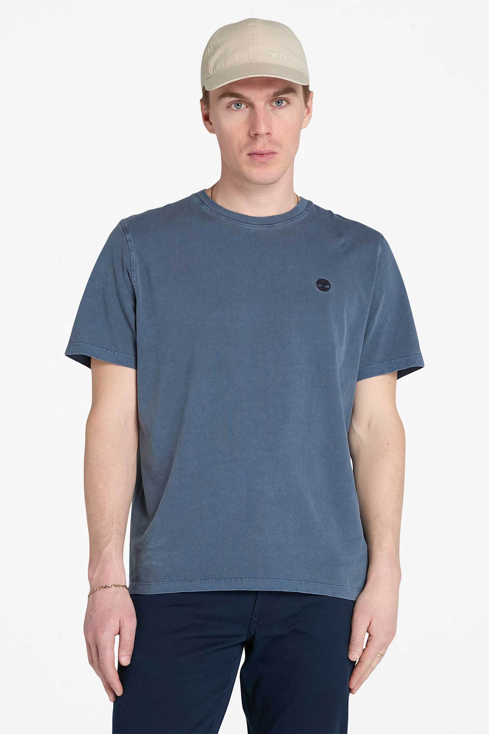 Timberland ανδρικό T-shirt Authentic Fit "Dunstan Garment Dye" - TB0A5YAY4331 Μπλε Σκούρο