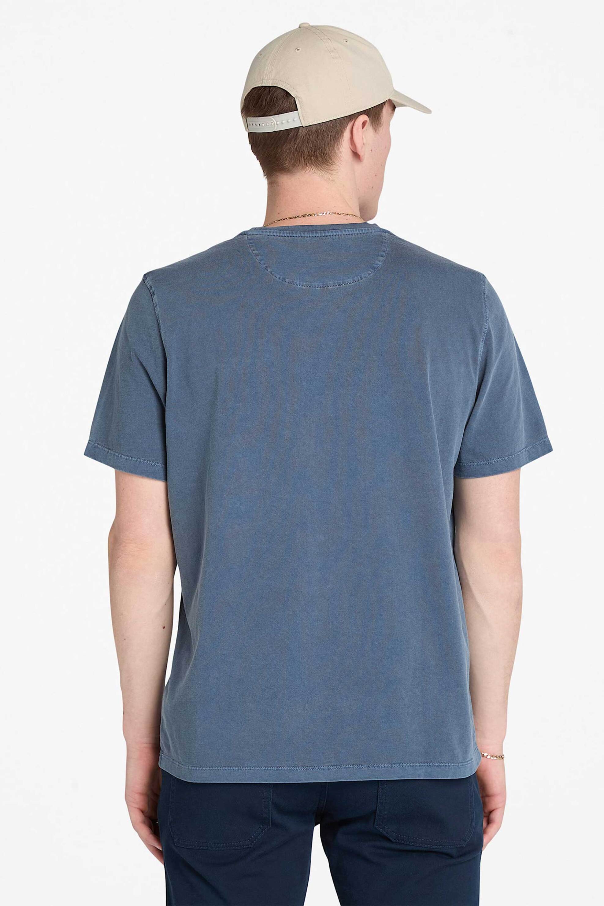 Timberland Ανδρικό T-Shirt Authentic Fit Dunstan Garment Dye - Tb0A5Yay4331 Μπλε Σκούρο