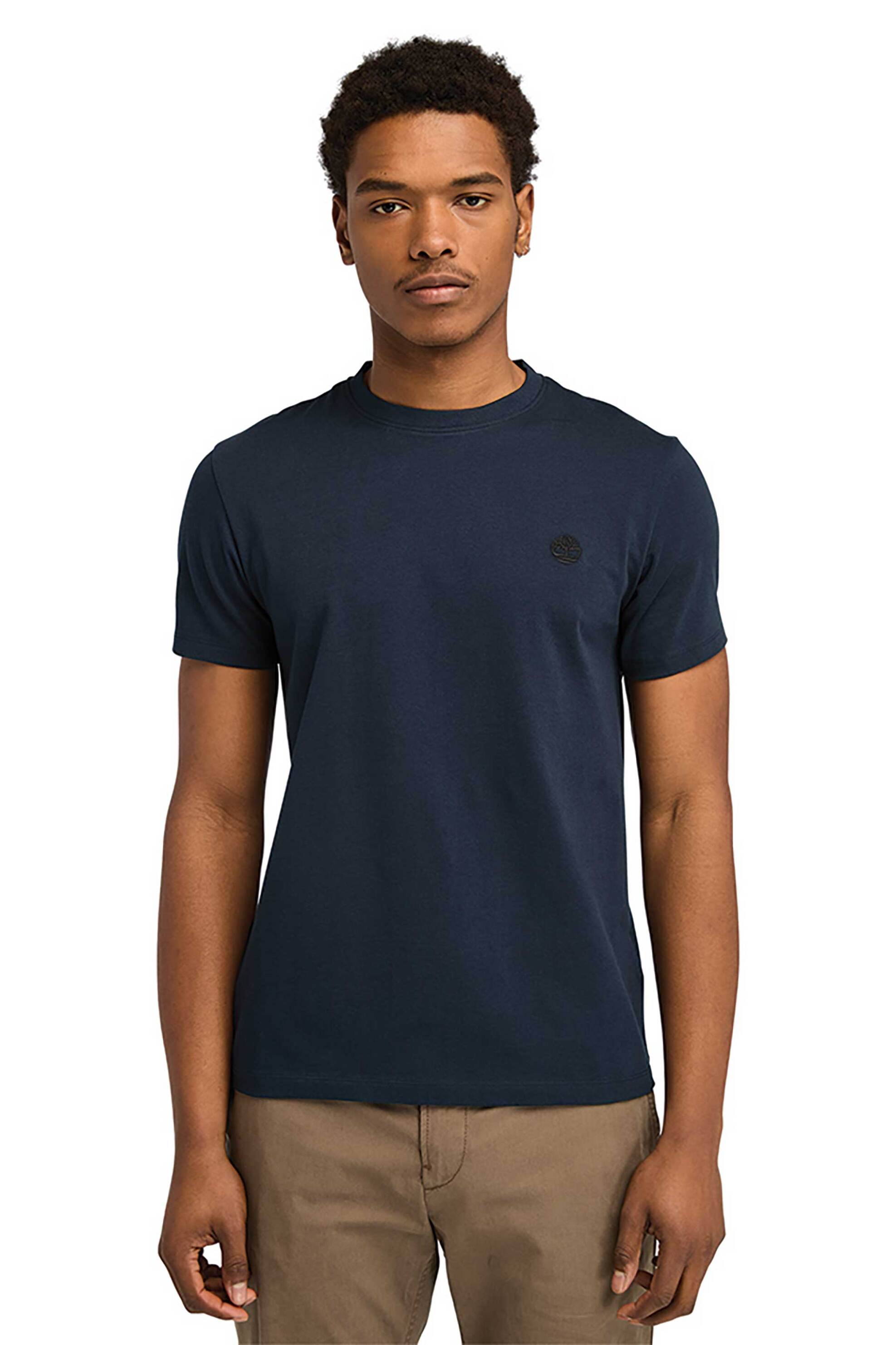 Timberland ανδρικό T-shirt με κεντημένο tree logo Slim Fit "Dunstan River" - TB0A2BPRZ021 Μπλε Σκούρο