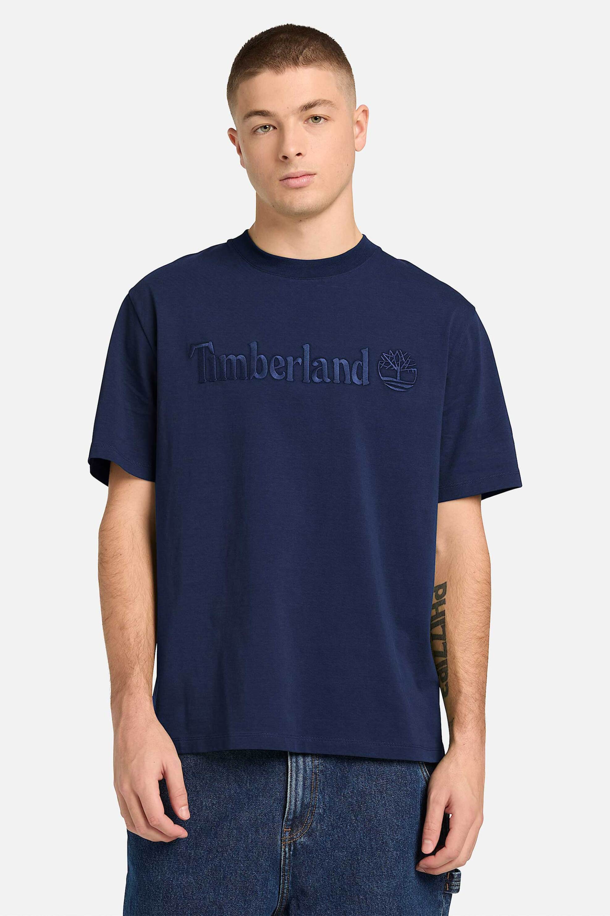 Timberland ανδρικό T-shirt με κεντημένο λογότυπο Authentic Fit "Hampthon" - TB0A6VPE4331 Μπλε Σκούρο