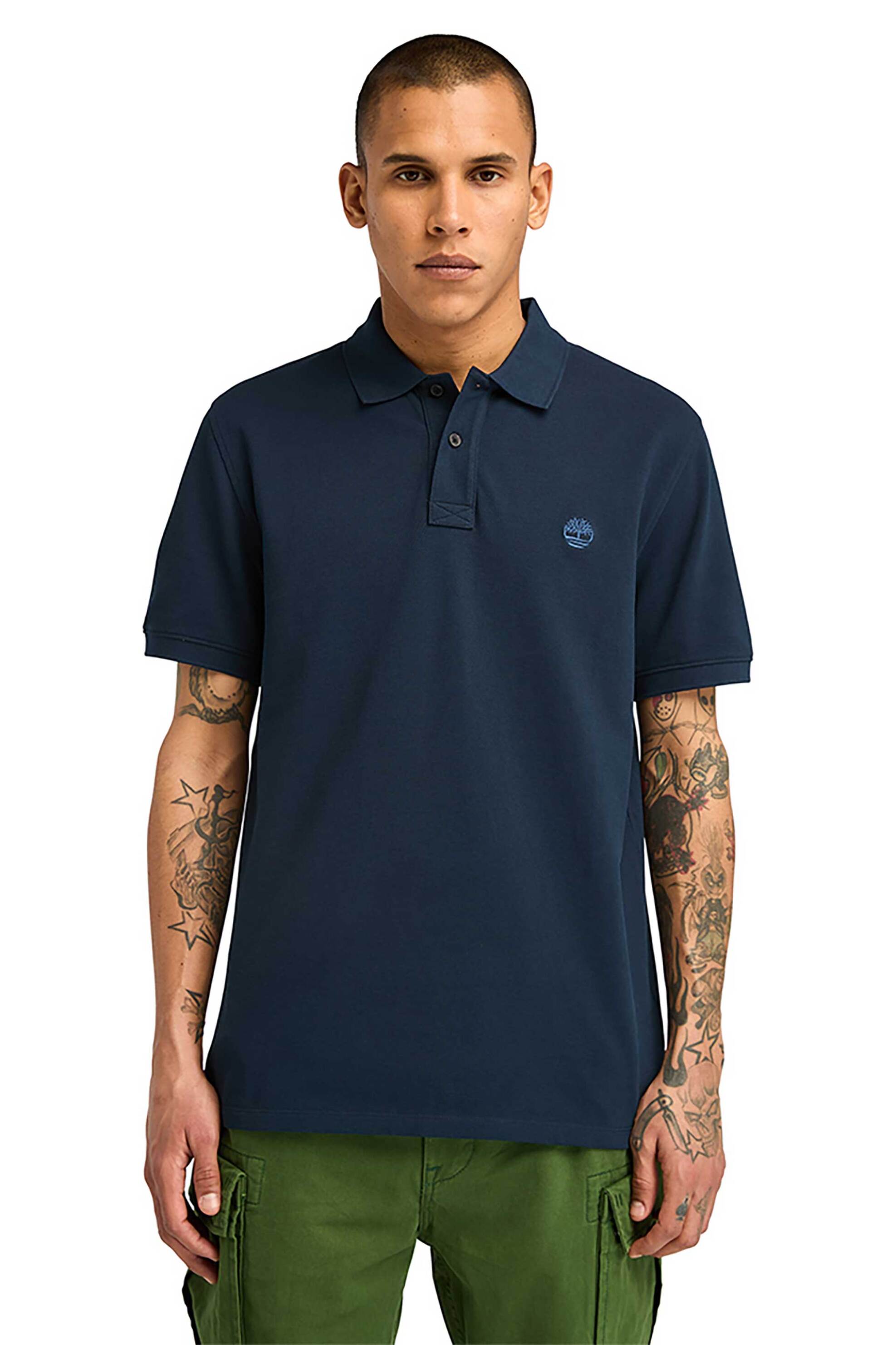 Timberland ανδρική μπλούζα πόλο πικέ με κεντημένο logo tree Regular Fit "Millers River" - TB0A6VDP4331 Μπλε Σκούρο