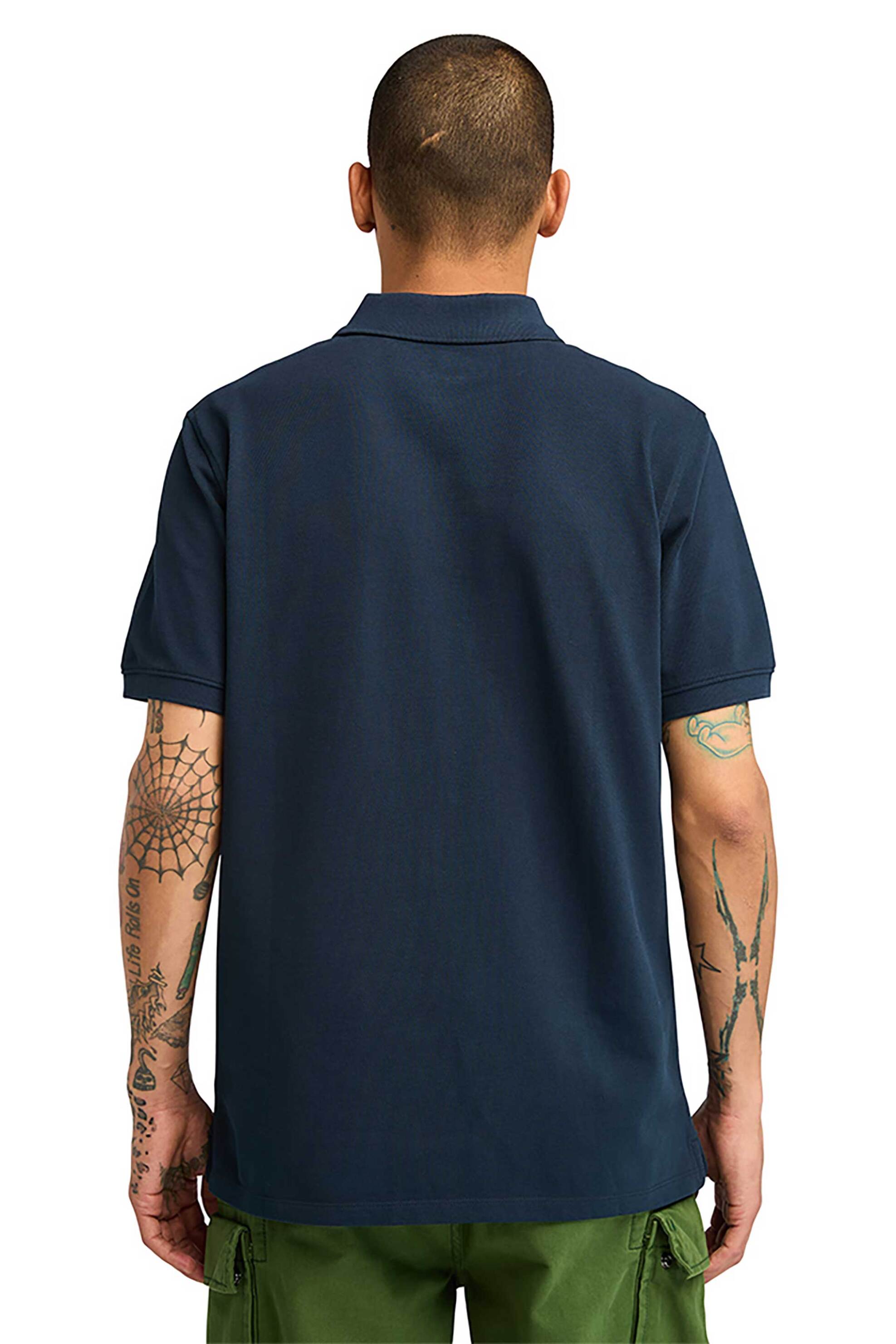 Timberland Ανδρική Μπλούζα Πόλο Πικέ με Κεντημένο Logo Tree Regular Fit Millers River - Tb0A6Vdp4331 Μπλε Σκούρο