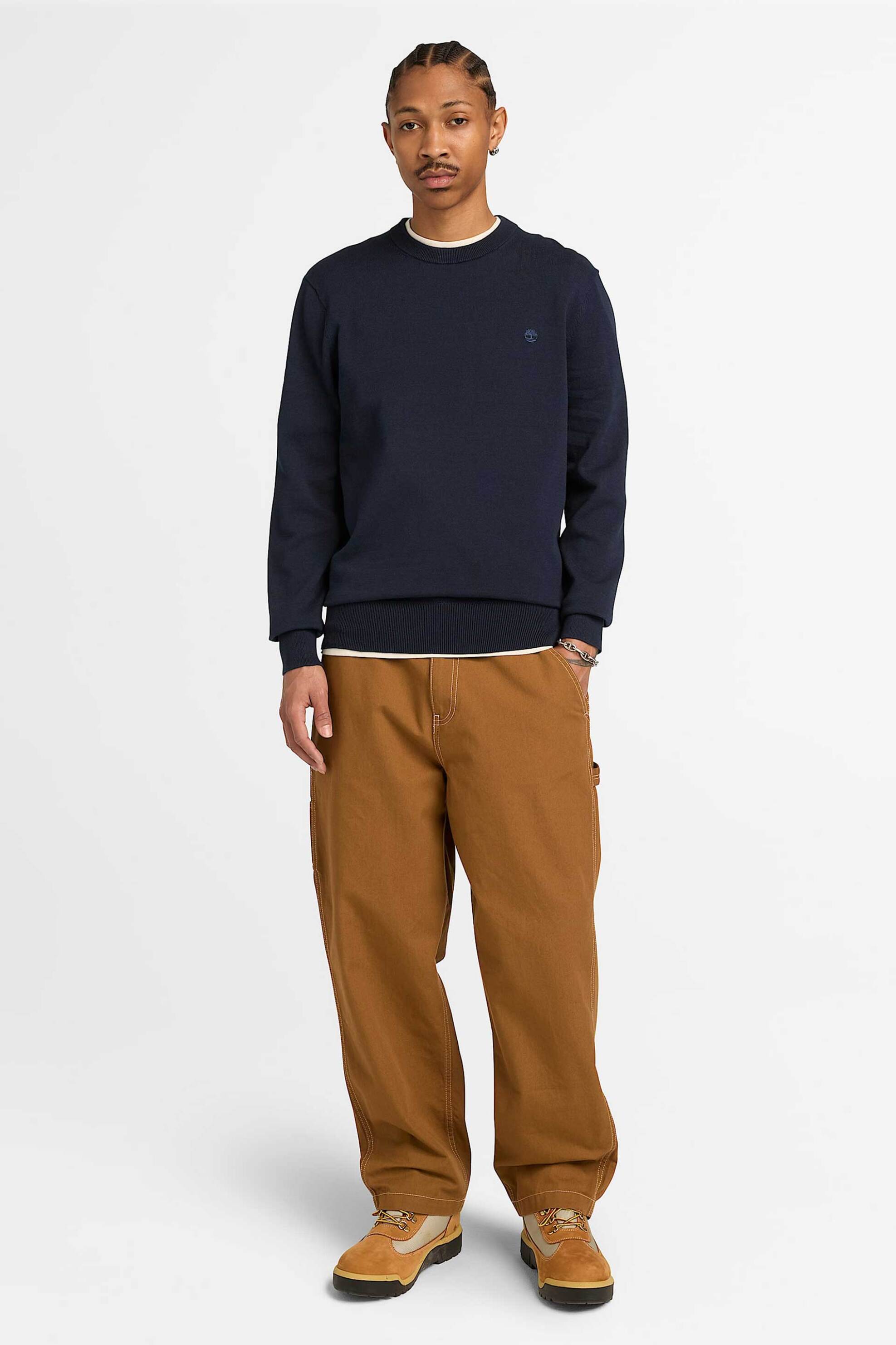 Timberland ανδρικό πουλόβερ με κεντημένο tree logo Regular Fit "Williams River" - TB0A2BMMZ021 Μπλε Σκούρο φωτογραφία