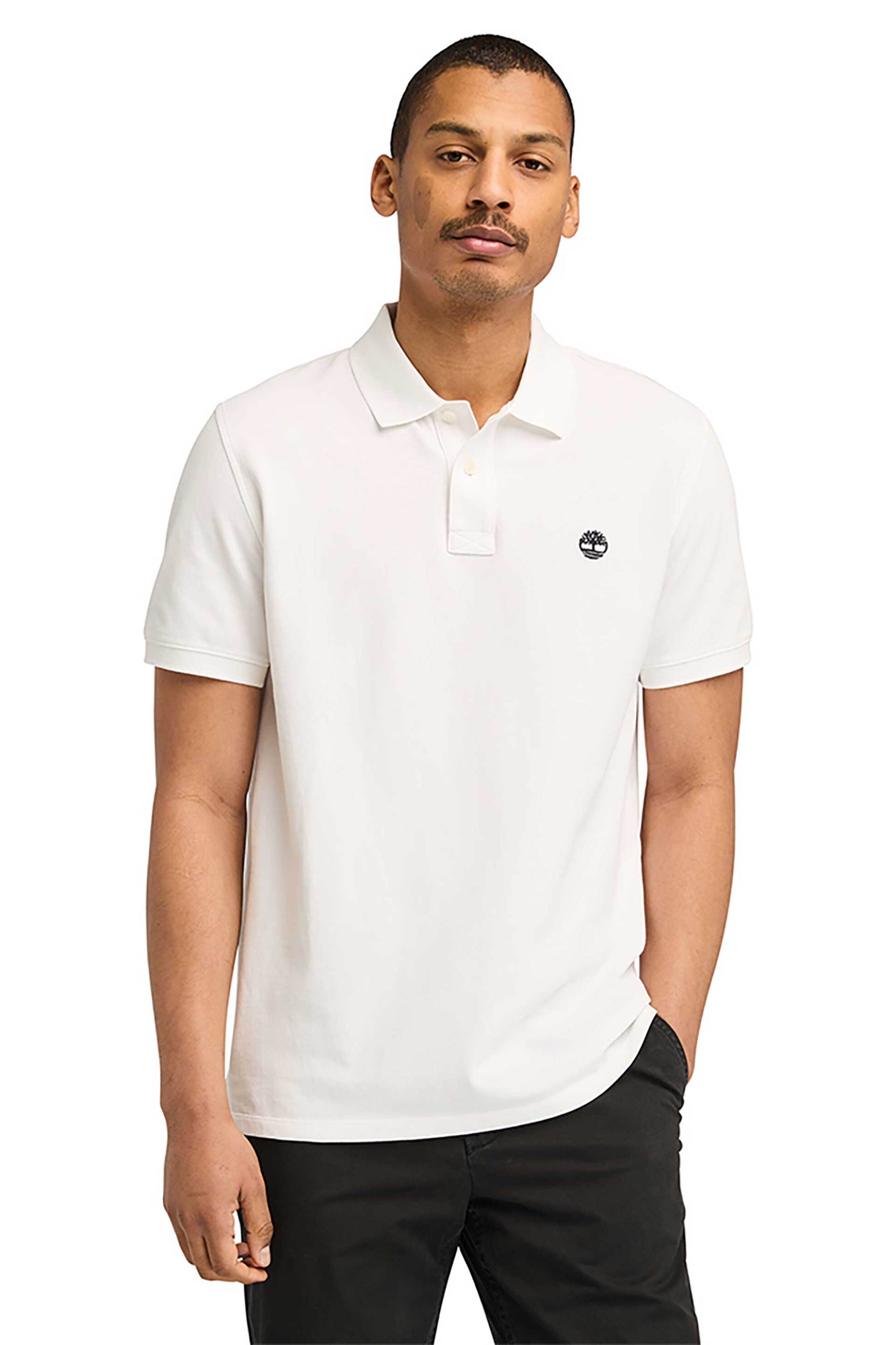 Timberland ανδρική μπλούζα πόλο πικέ με κεντημένο logo tree Regular Fit "Millers River" - TB0A6VDP1001 Λευκό