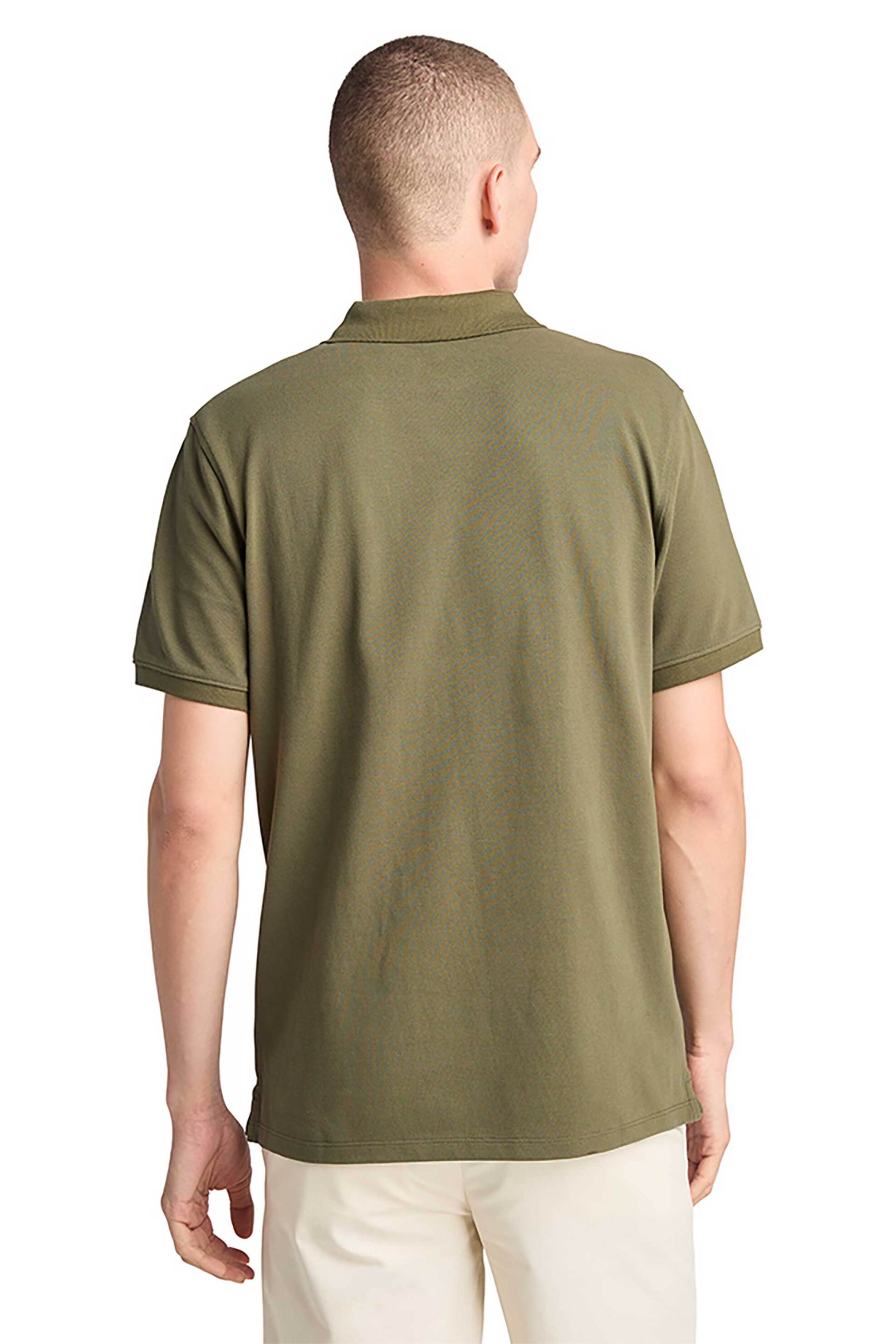 Timberland Ανδρική Μπλούζα Πόλο Πικέ με Κεντημένο Logo Tree Regular Fit Millers River - Tb0A6Vdpa581 Λαδί