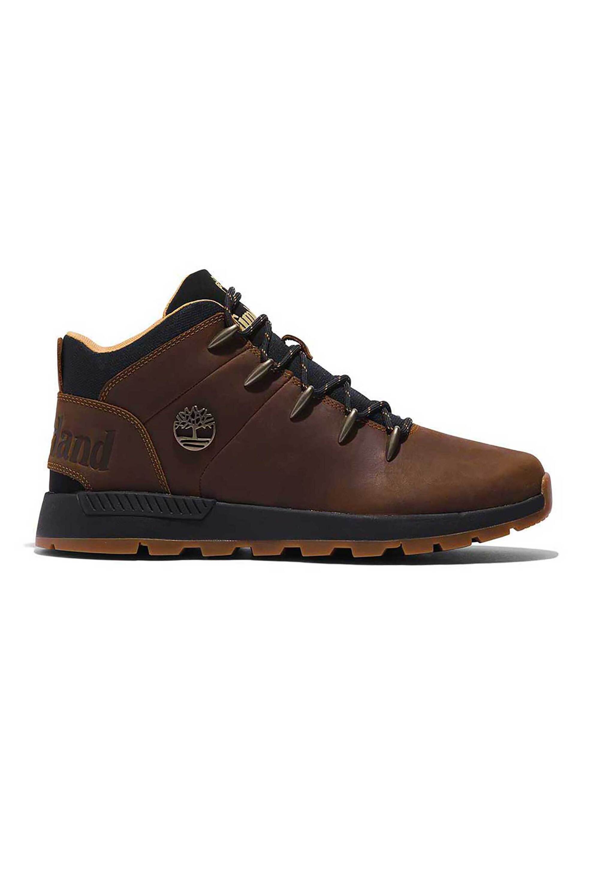 Timberland ανδρικά μποτάκια ορειβασίας μονόχρωμα με contrast ανάγλυφο έμβλημα στο πλάι 