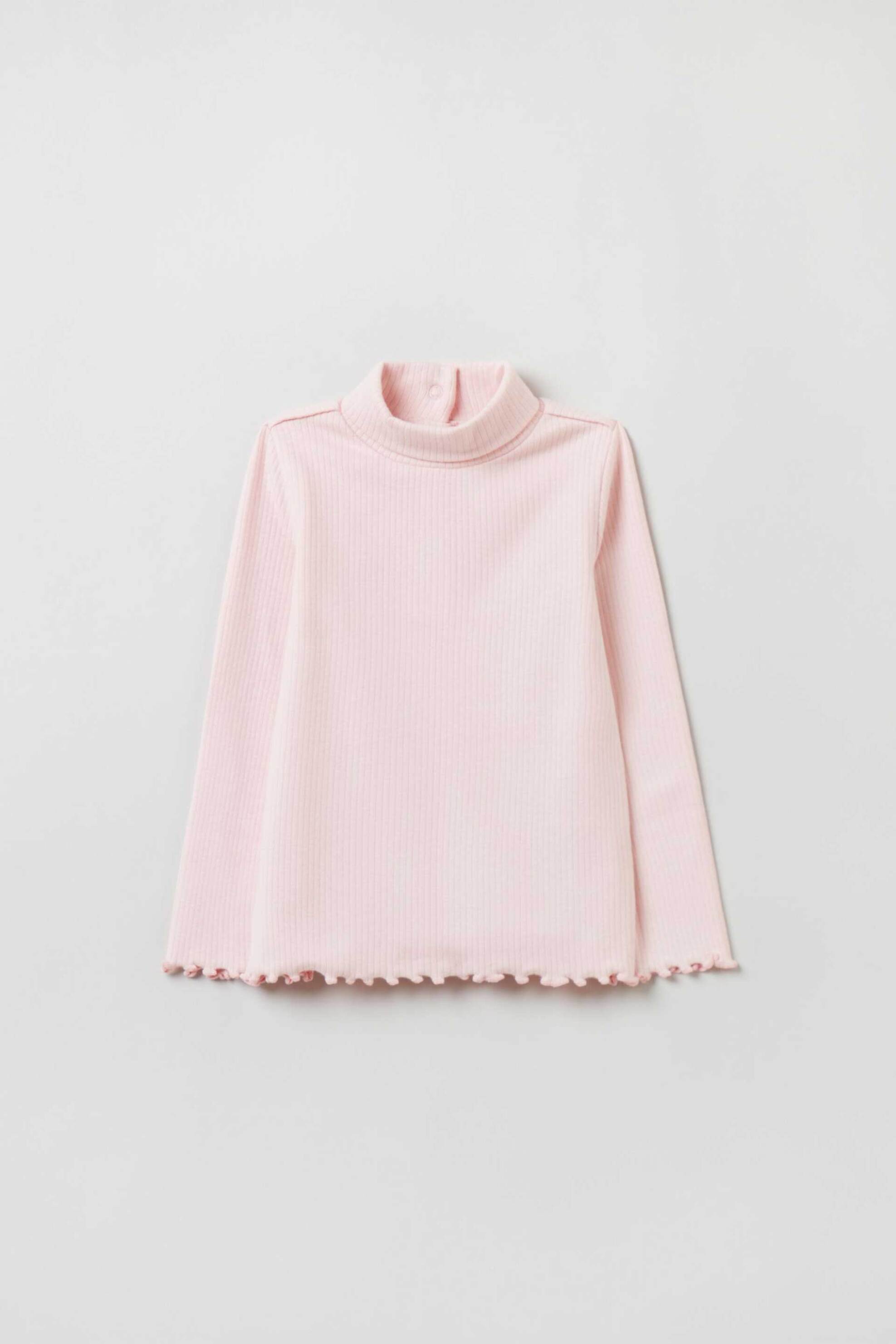 OVS παιδική μπλούζα μονόχρωμη ribbed - 001910517 Ροζ